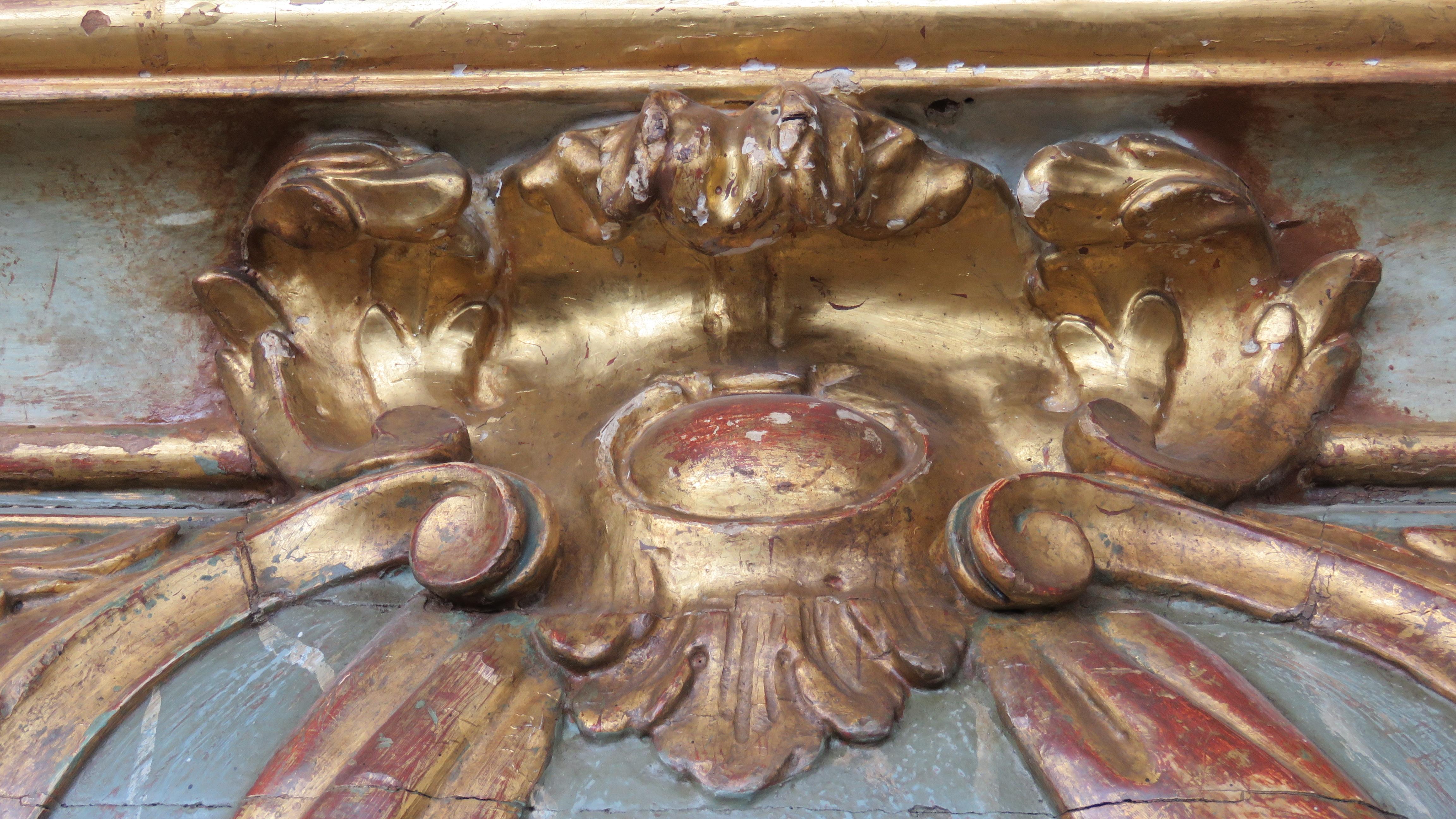 18th Century Baroque Faux Marble and Giltwood Console In Good Condition For Sale In Alella, ES