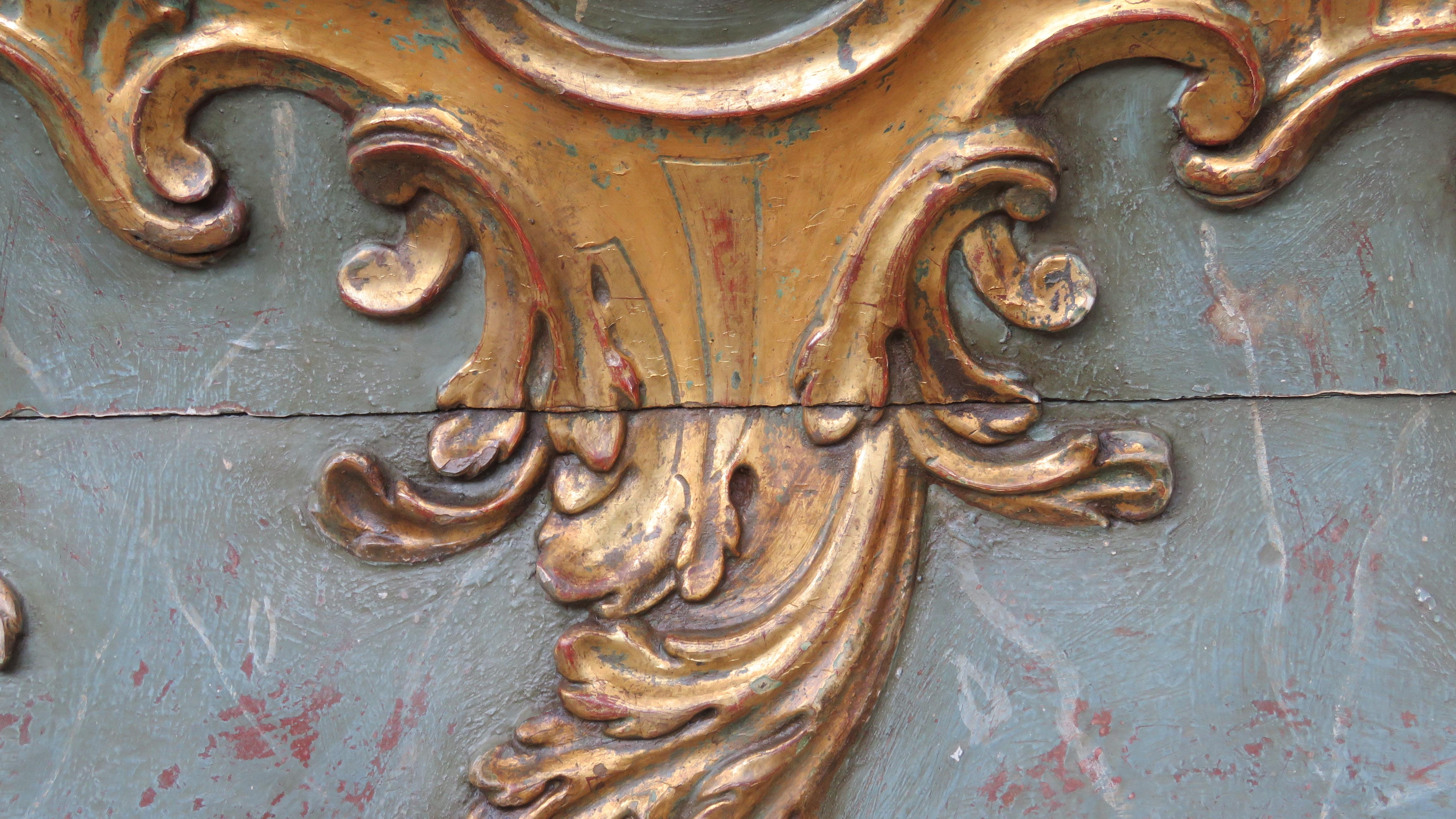 Wood 18th Century Baroque Faux Marble and Giltwood Console For Sale
