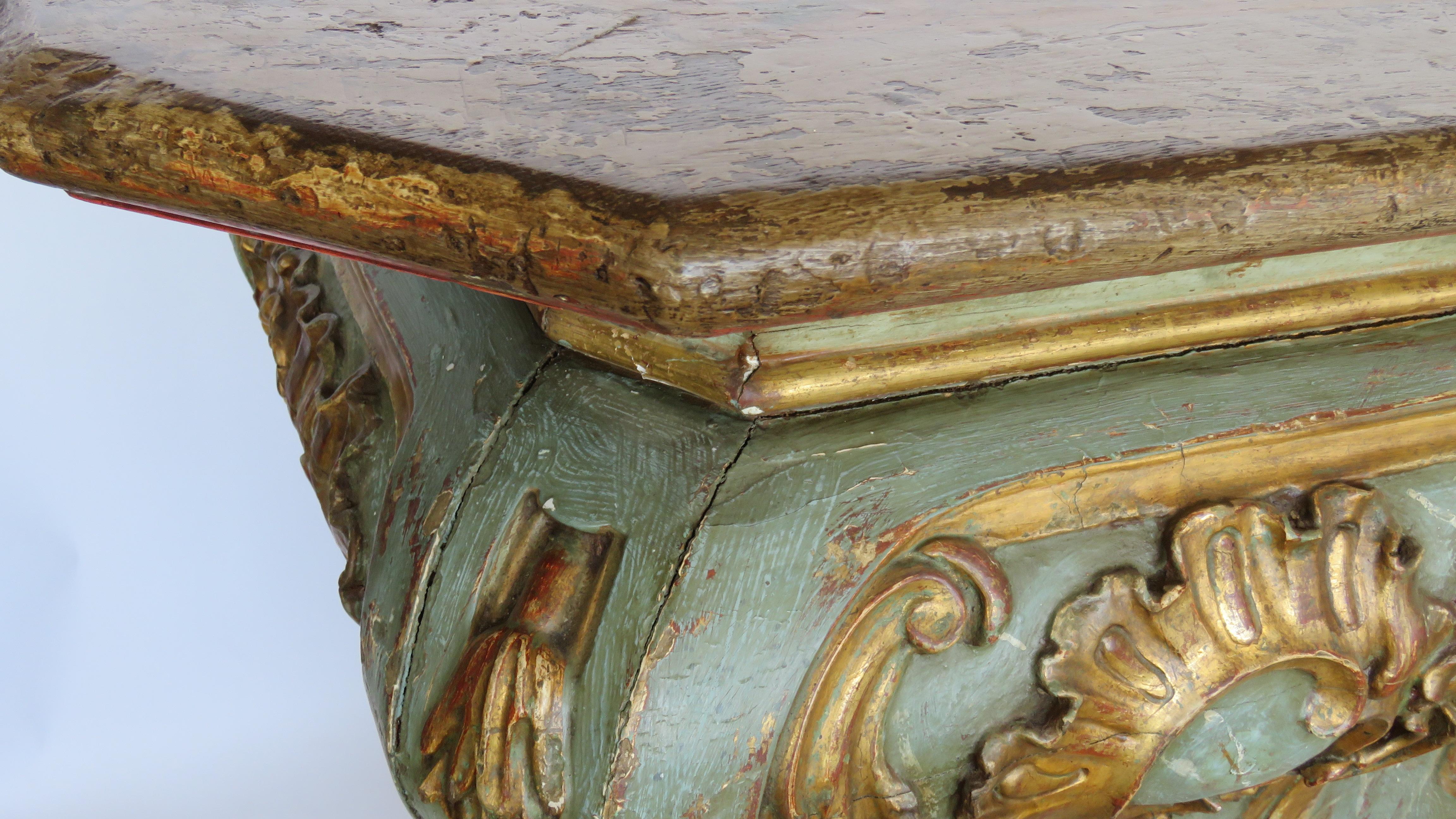 18th Century Baroque Faux Marble and Giltwood Console For Sale 1