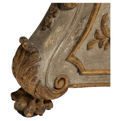 18th Century Baroque Floor Lamp with Brown Wood Base and Fabric Shade