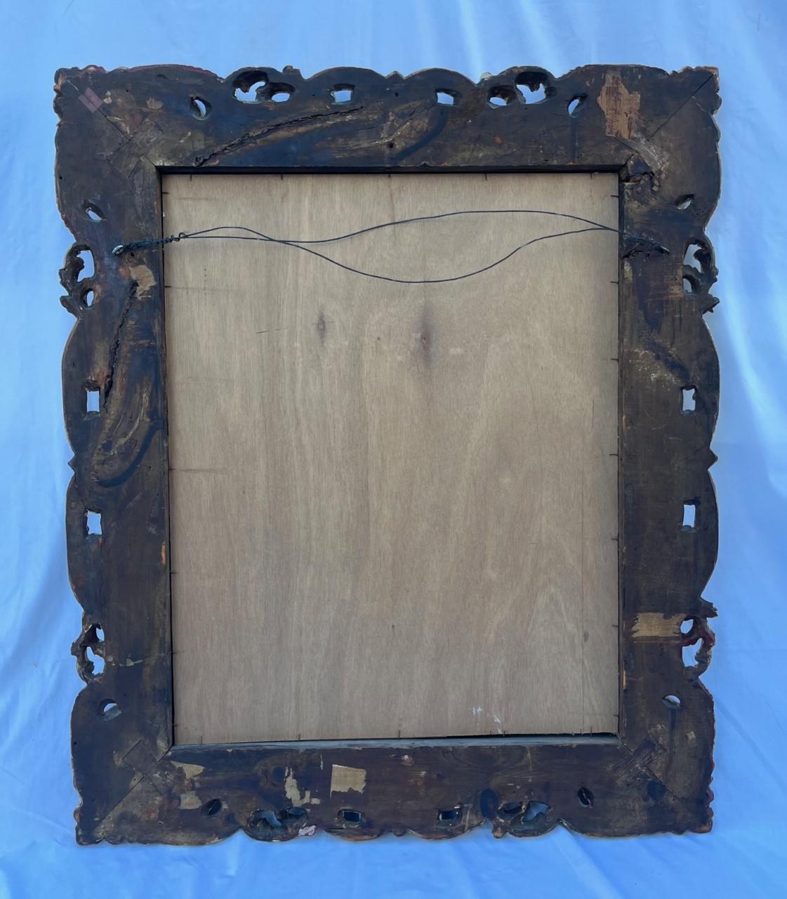 18th Century Baroque Florentine Hand Carved Giltwood Mirror. For Sale 2