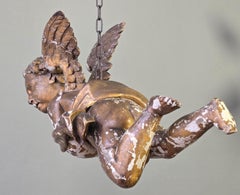 18th Century Baroque Hanging Giltwood Cherub