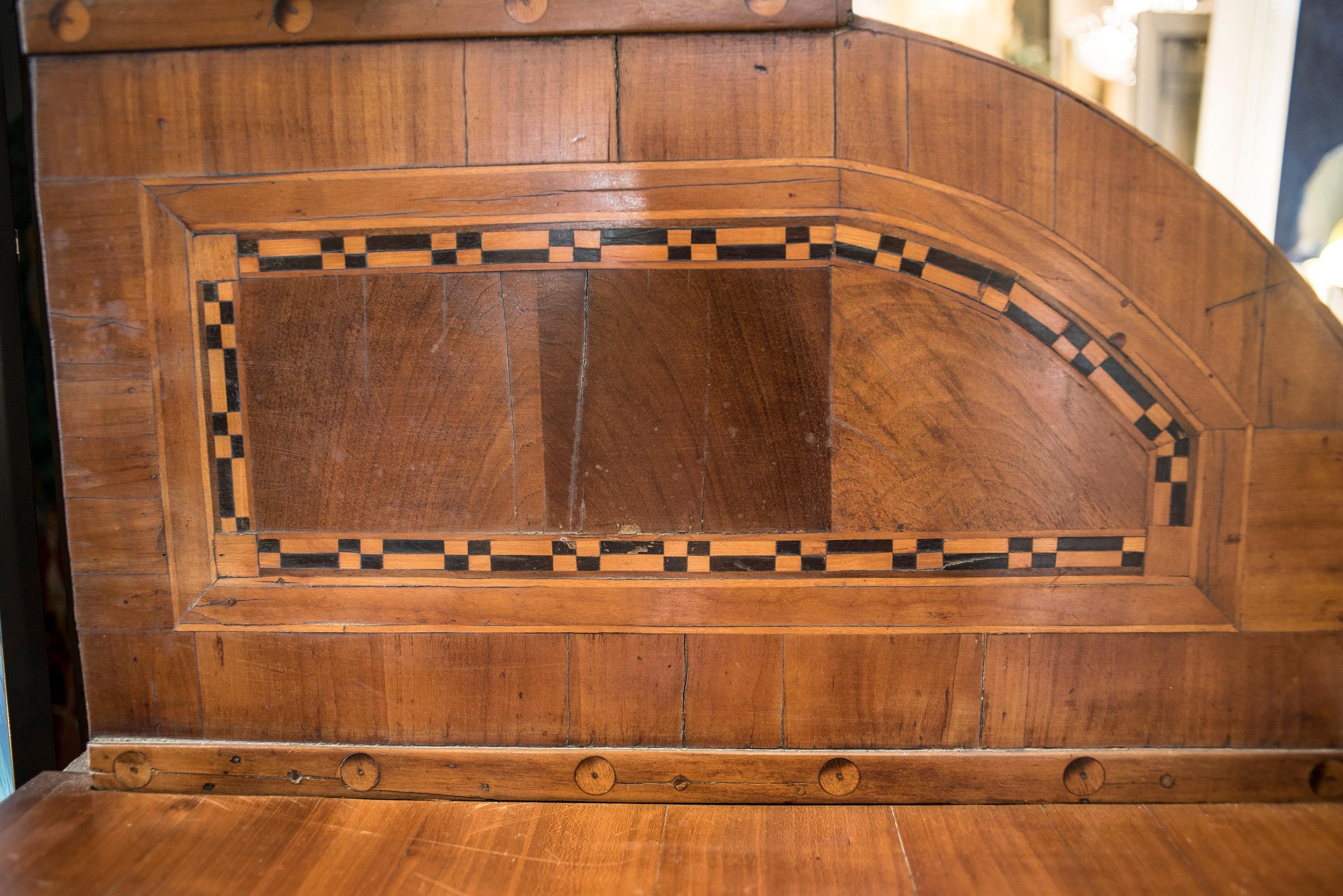 18th Century Baroque Intarsia Walnut Wood Austrian or Tyrolean Bureau, 1780 1