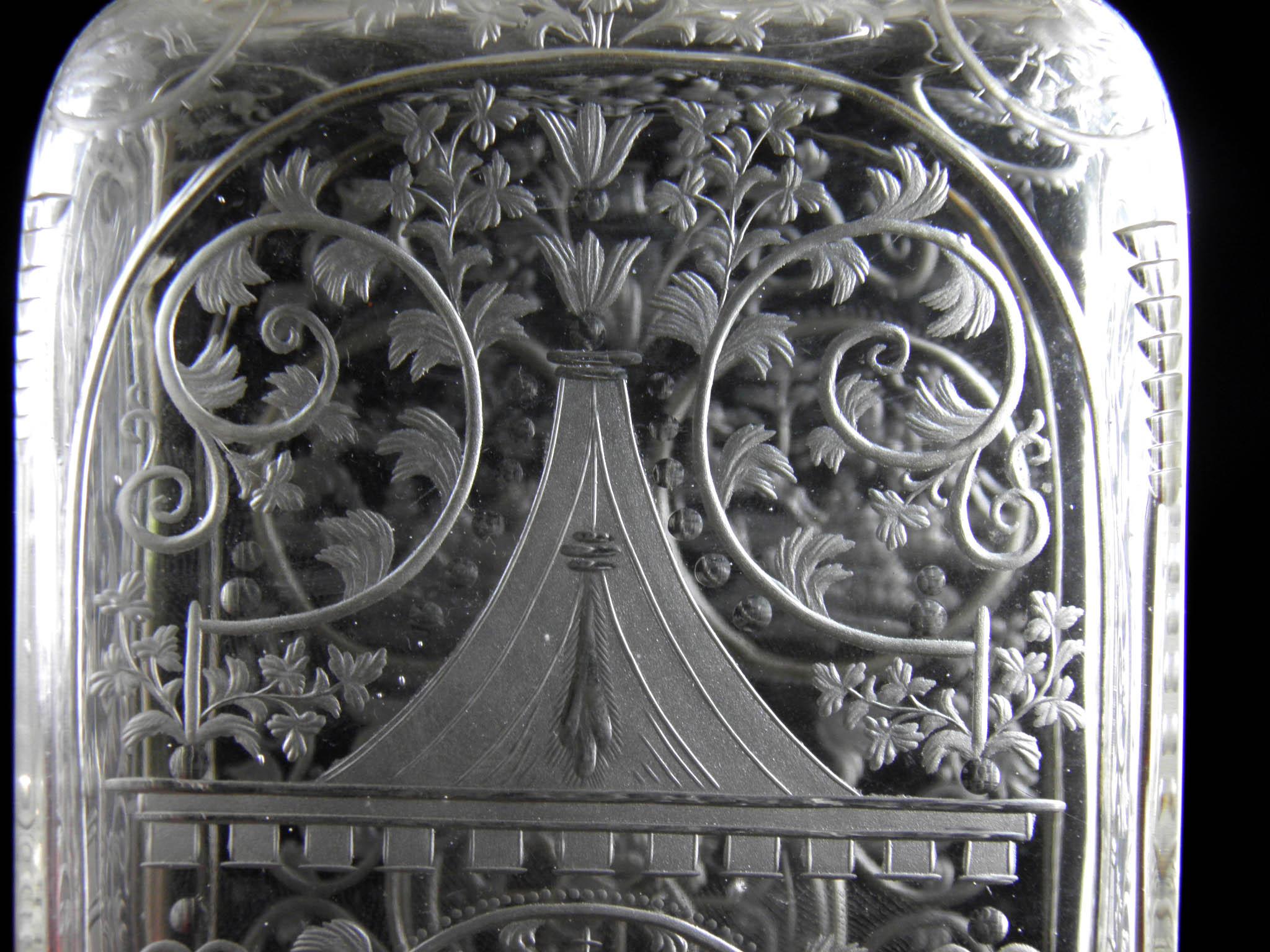 Engraved Heraldic Baroque bottle of the 18th century-Hunting motif (video) 5