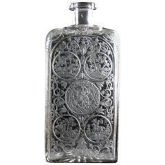 Antique Engraved Heraldic Baroque bottle of the 18th century-Hunting motif (video)