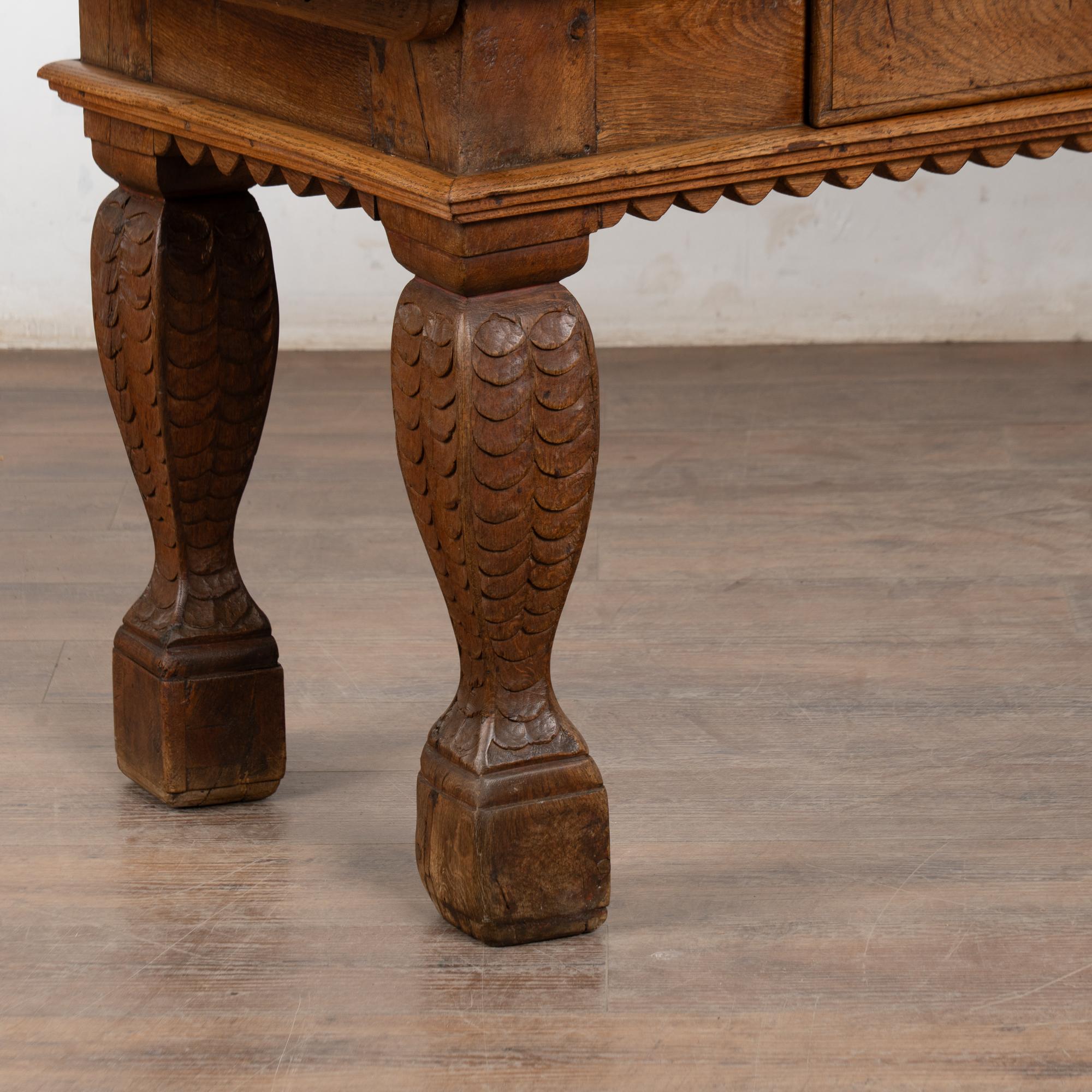 18th Century Baroque Oak Library Console Table with One Drawer For Sale 6