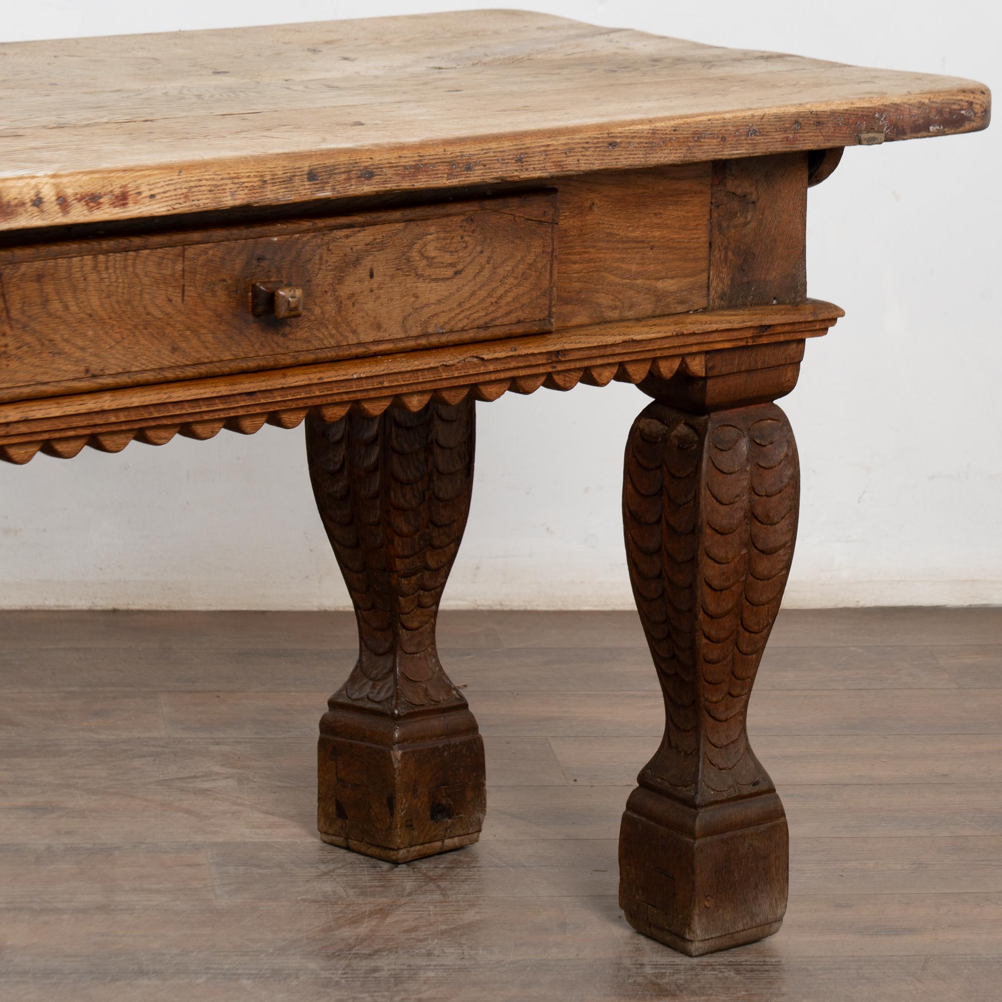 18th Century Baroque Oak Library Console Table with One Drawer For Sale 8