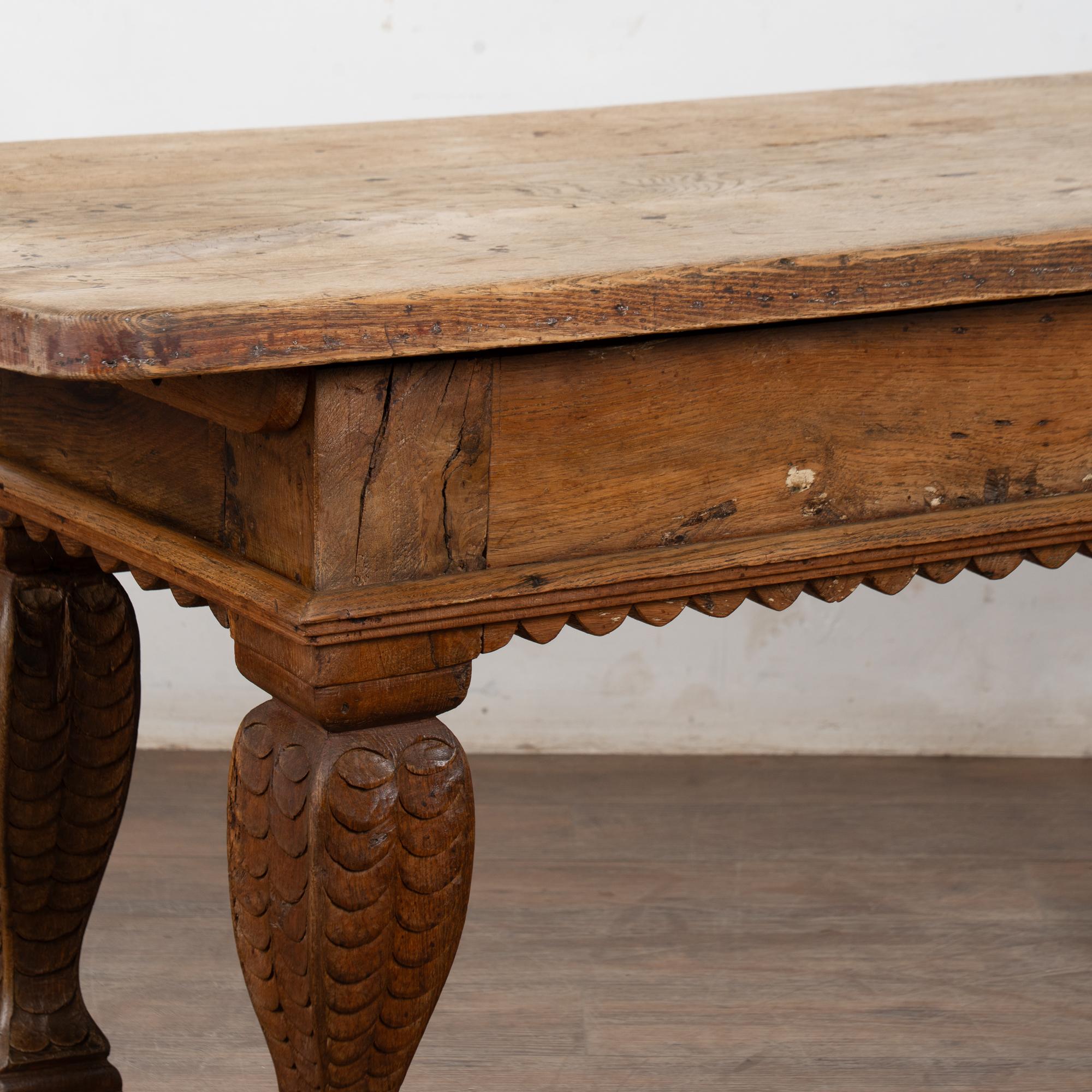 18th Century Baroque Oak Library Console Table with One Drawer For Sale 10
