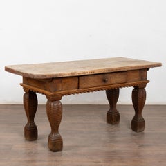 18th Century Baroque Oak Library Console Table with One Drawer