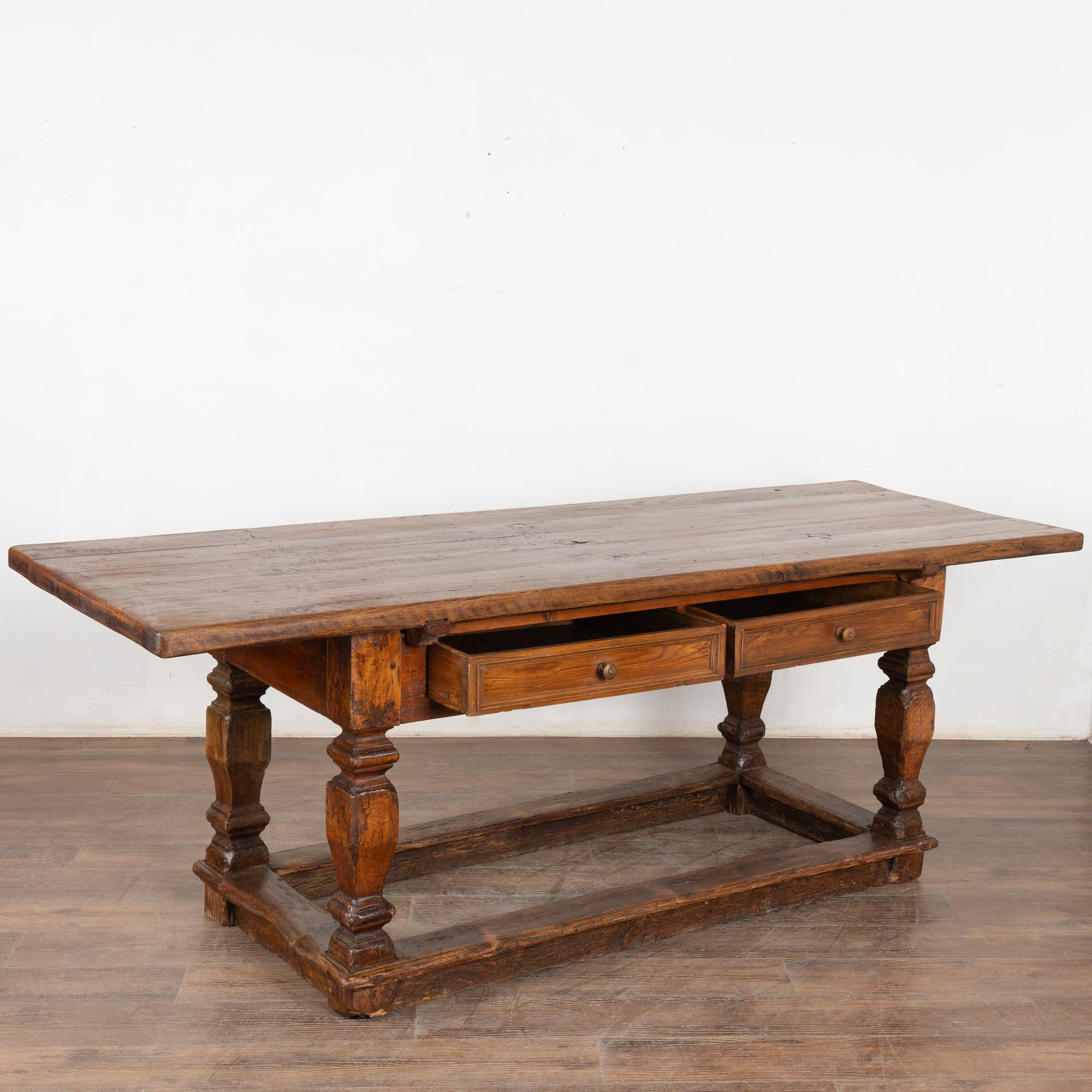 Danish 18th Century Baroque Oak Library Table Console, Denmark For Sale