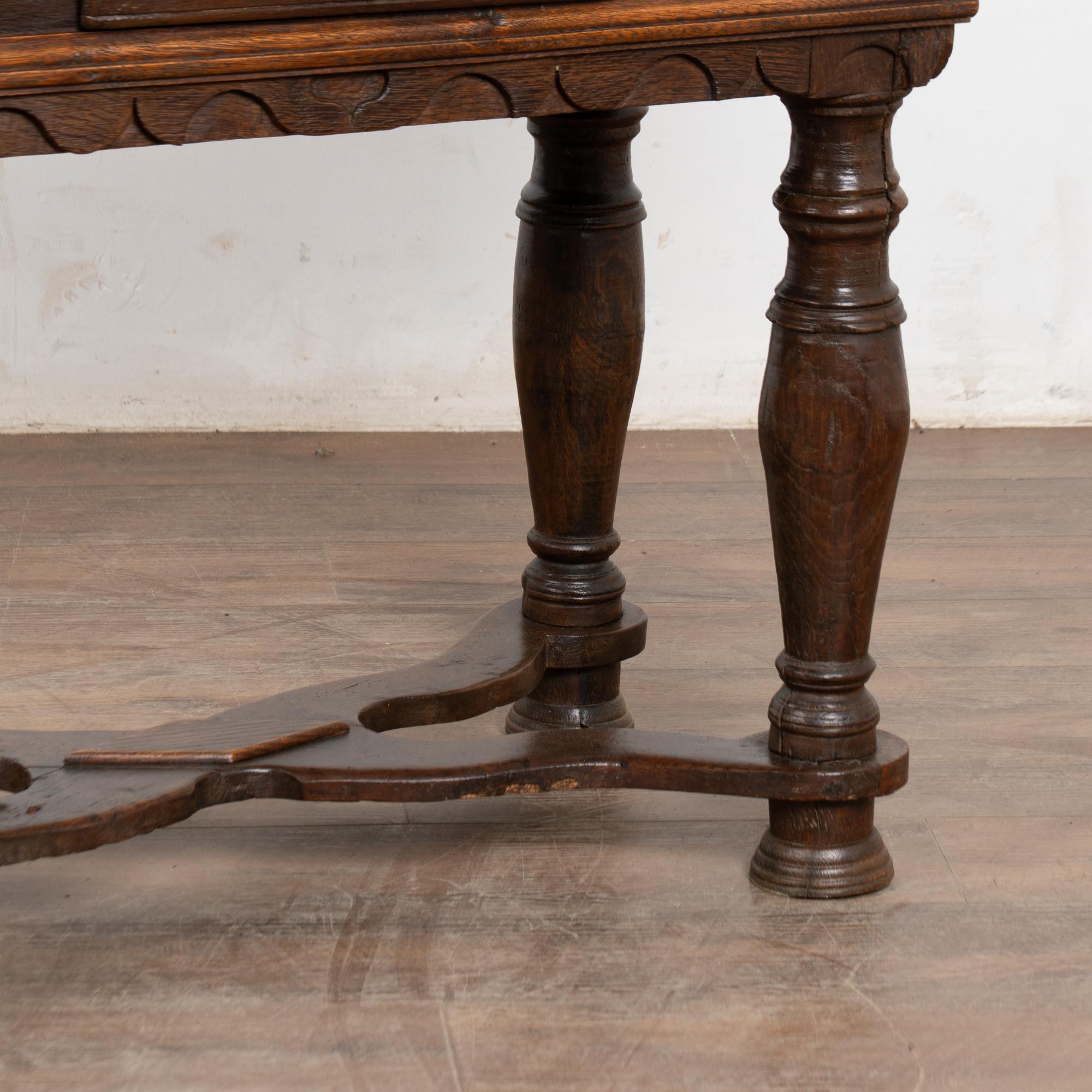 18th Century Baroque Oak Side Table Console with Drawers, Denmark For Sale 9