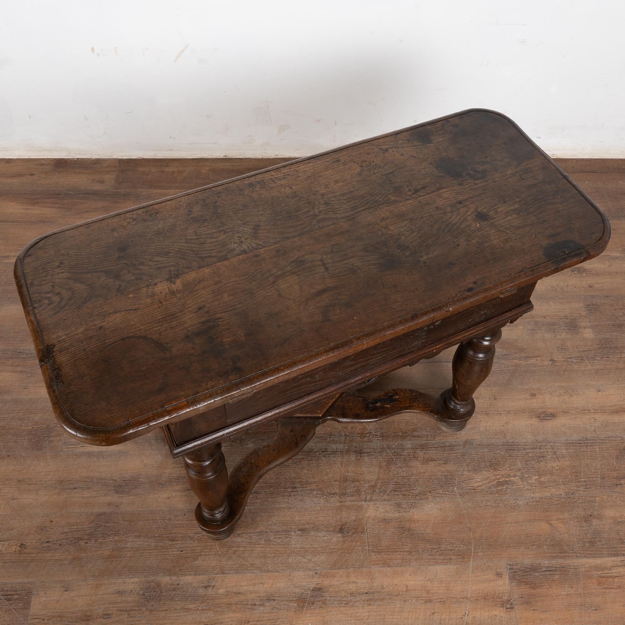 18th Century Baroque Oak Side Table Console with Drawers, Denmark For Sale 1