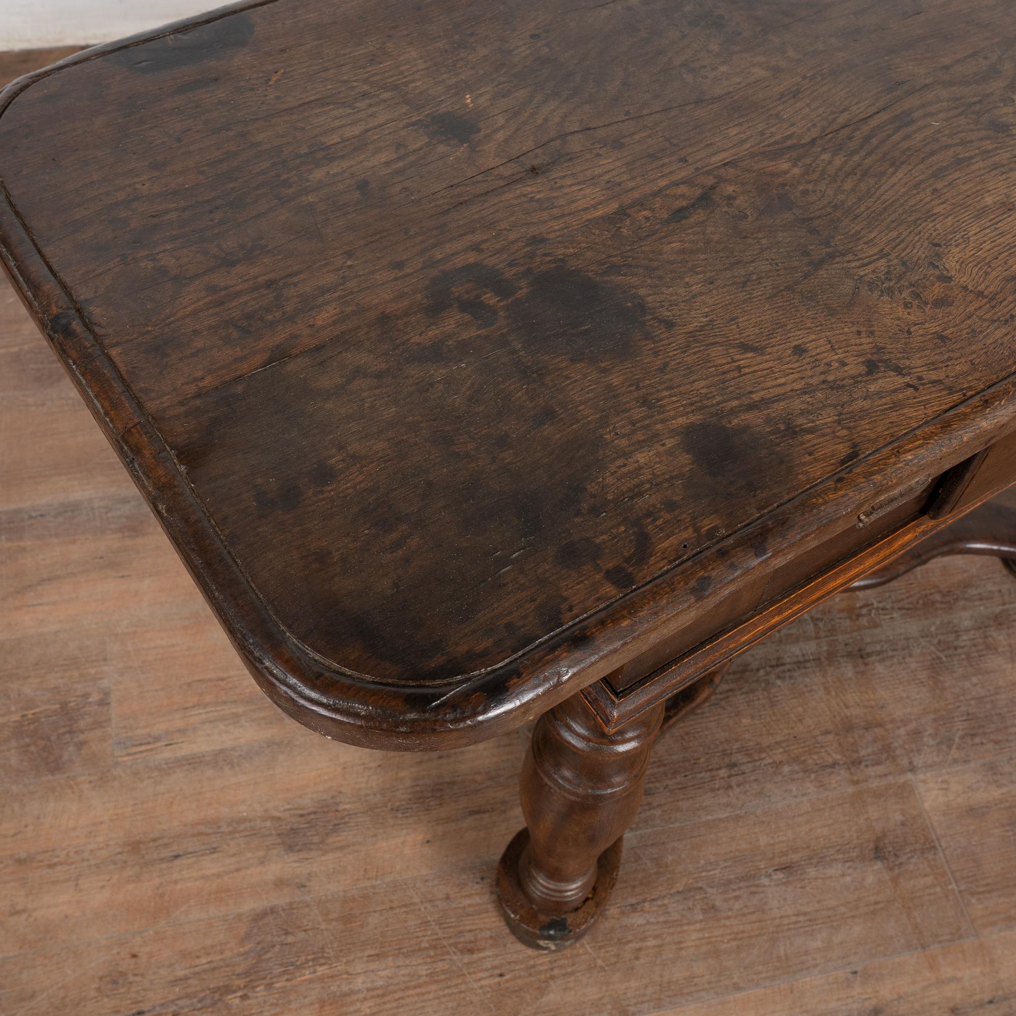 18th Century Baroque Oak Side Table Console with Drawers, Denmark For Sale 3