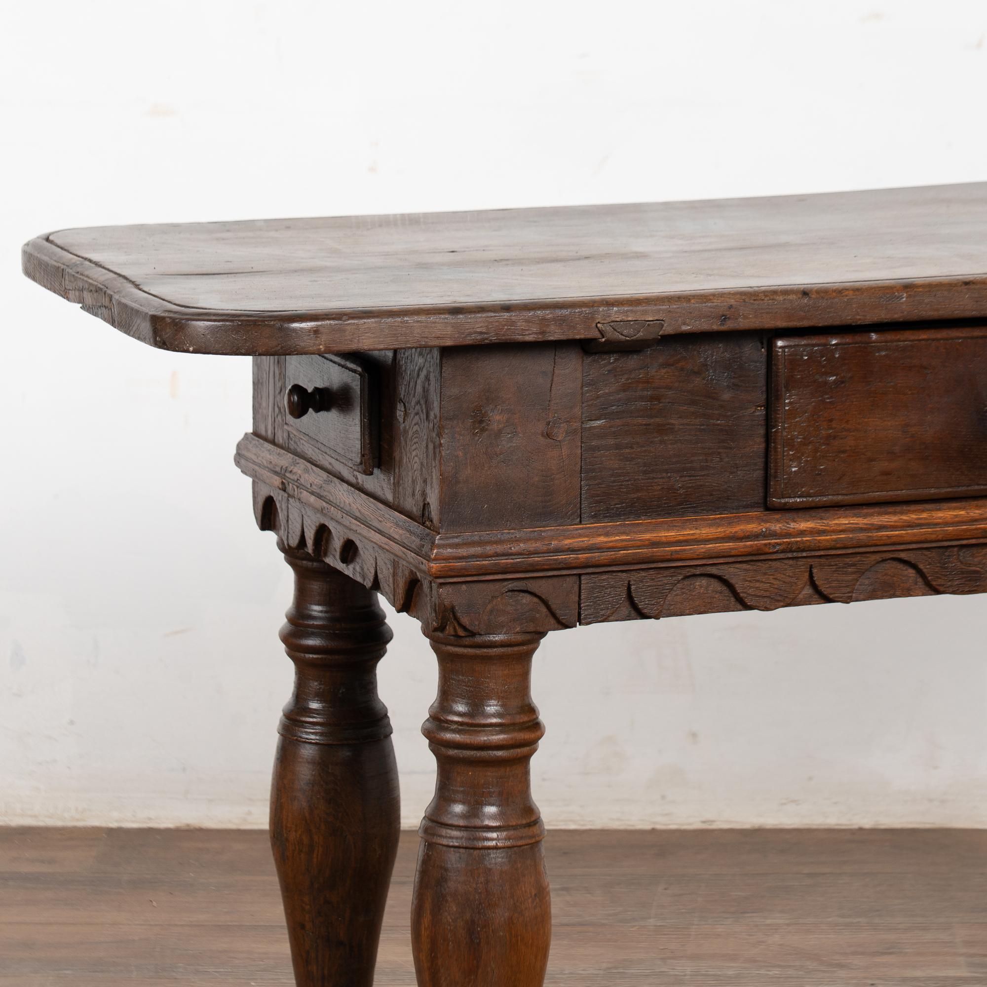 18th Century Baroque Oak Side Table Console with Drawers, Denmark For Sale 5