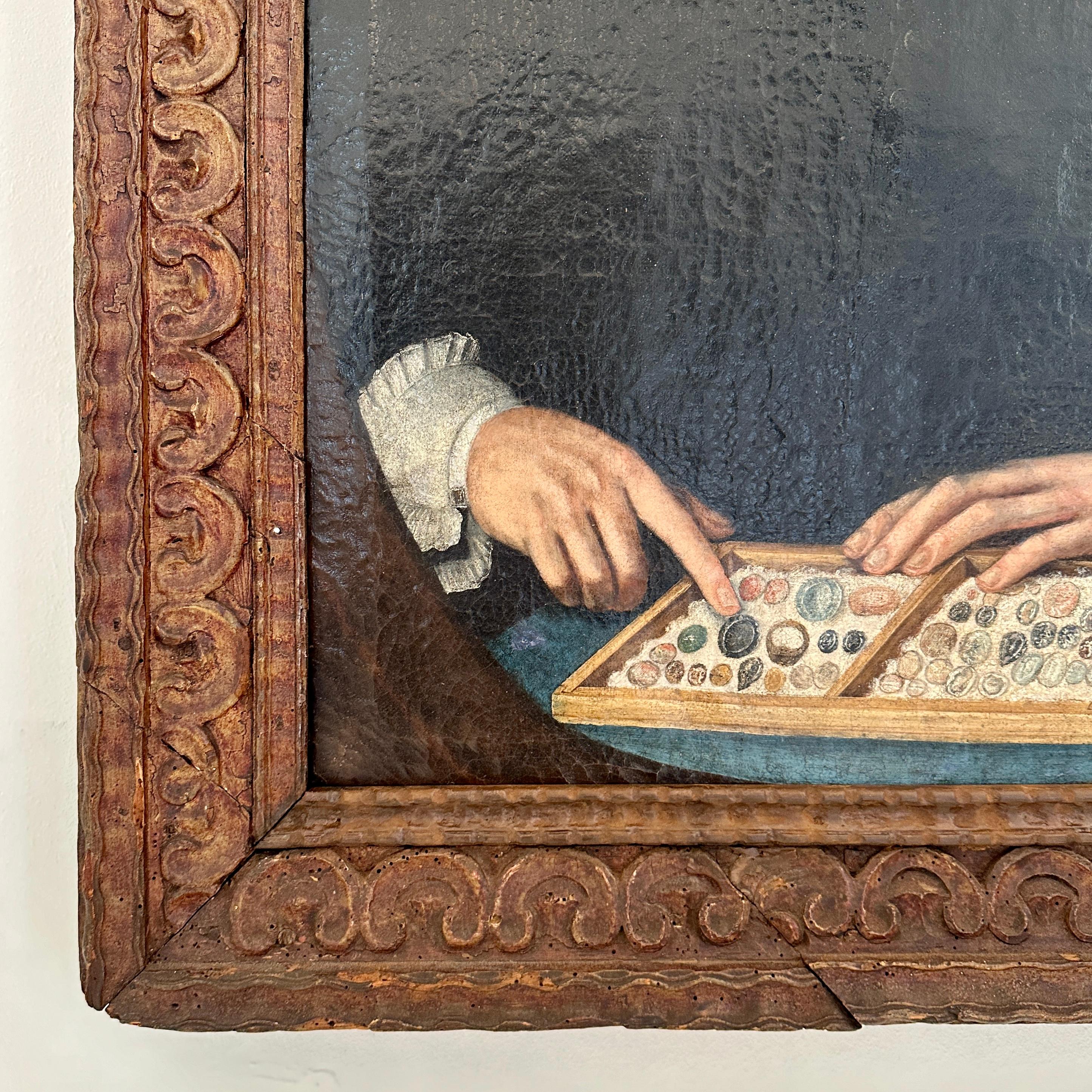 Óleo barroco del siglo XVIII Retrato de un comerciante de piedra, 1783 en venta 7