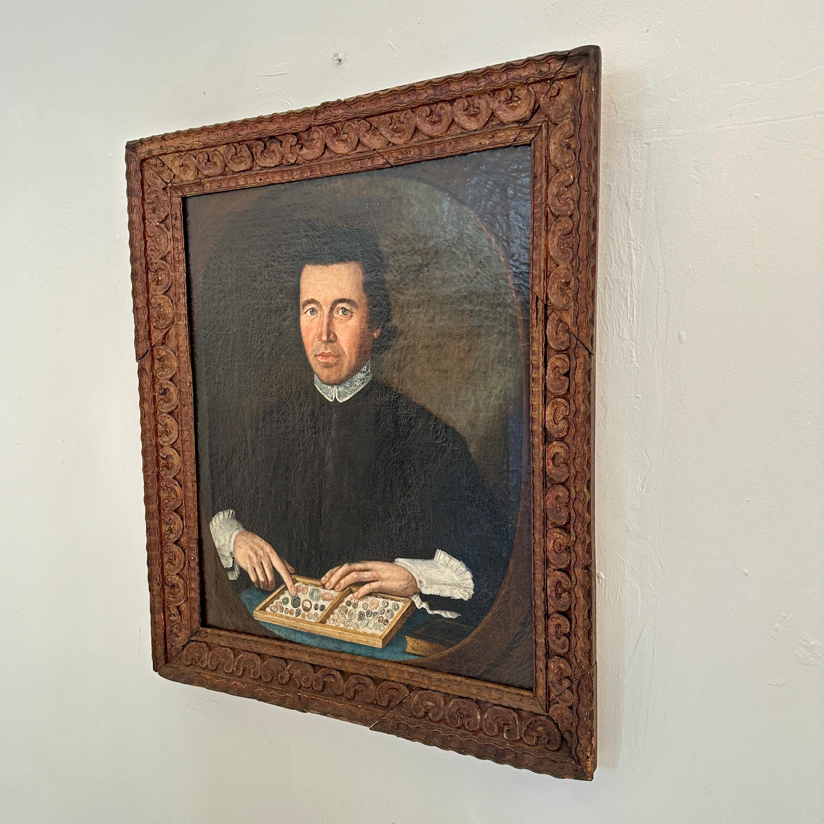 Óleo barroco del siglo XVIII Retrato de un comerciante de piedra, 1783 Barroco en venta