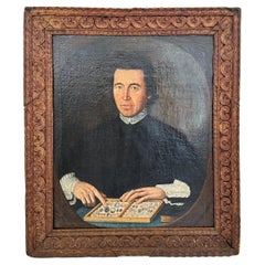 Óleo barroco del siglo XVIII Retrato de un comerciante de piedra, 1783