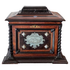 18th Century Baroque Period Italian German Guild Chest Cabinet Jewelry Casket