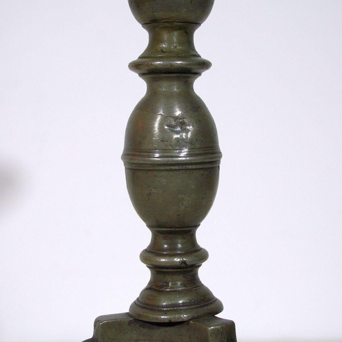 18th Century Baroque Pewter Candlestick with Angels 1