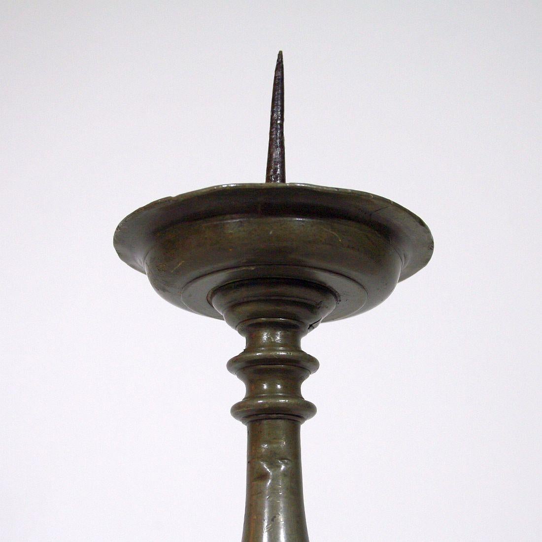 18th Century Baroque Pewter Candlestick with Angels 2