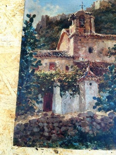 18th Century Baroque Sanctuary Oil on Wood Panel, Spain