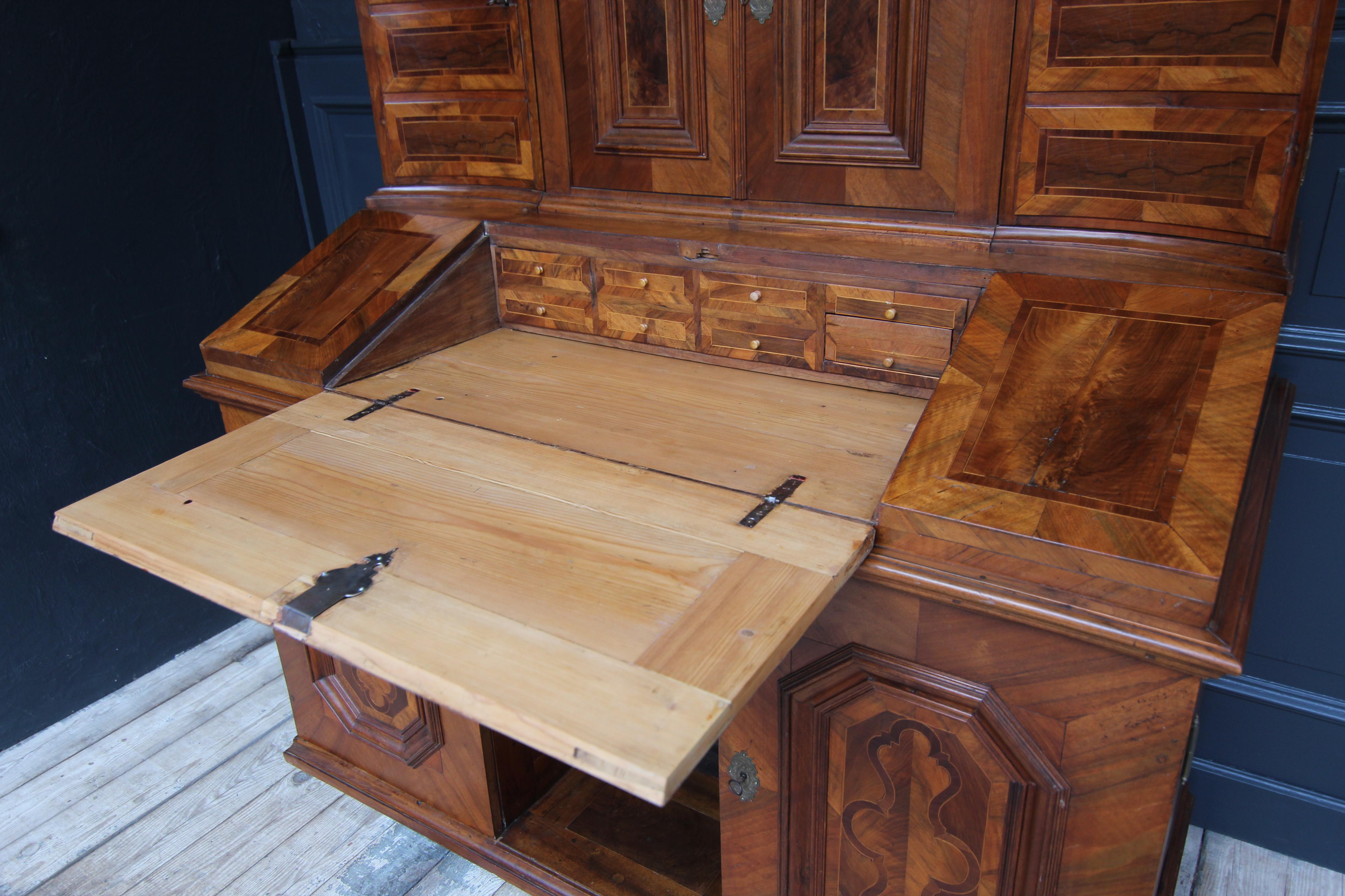 18th Century and Earlier 18th Century Baroque Secretary or Writing Desk in Walnut For Sale
