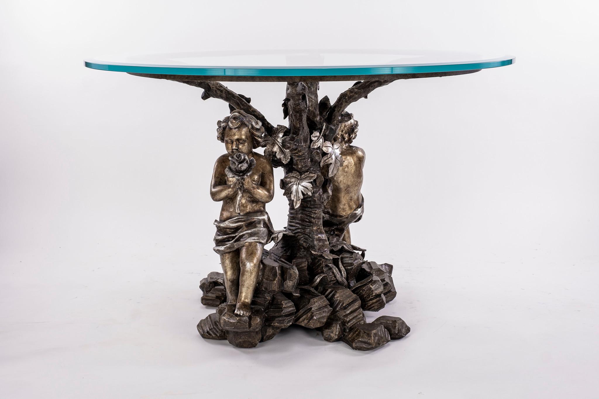 18th Century and Earlier 18th Century Baroque Silver Gilt Putti Center Table For Sale