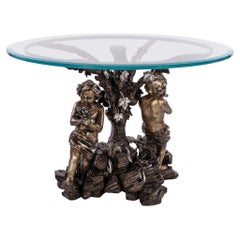 Tavolo da centro barocco del XVIII secolo con putti in argento dorato