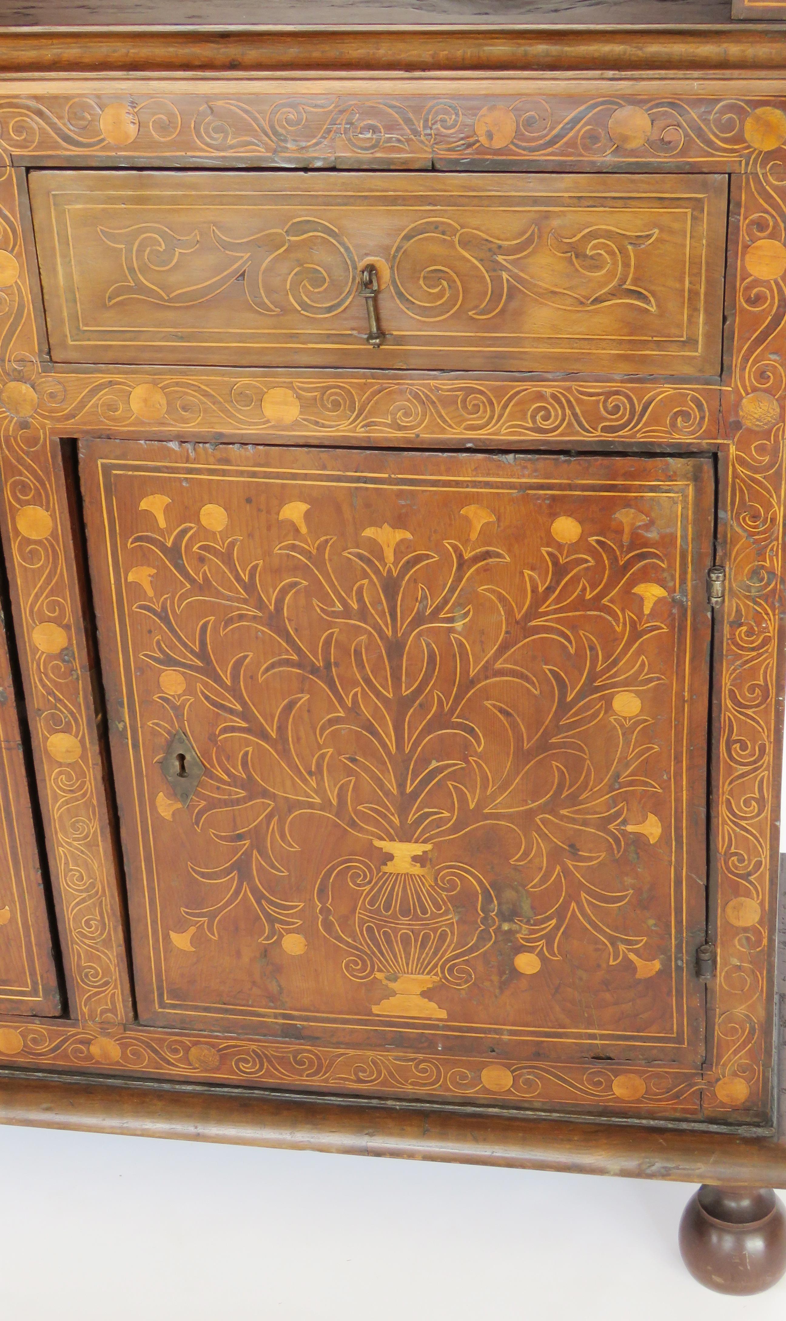 18th Century Baroque Spindle Inlaid Walnut Cabinet For Sale 8