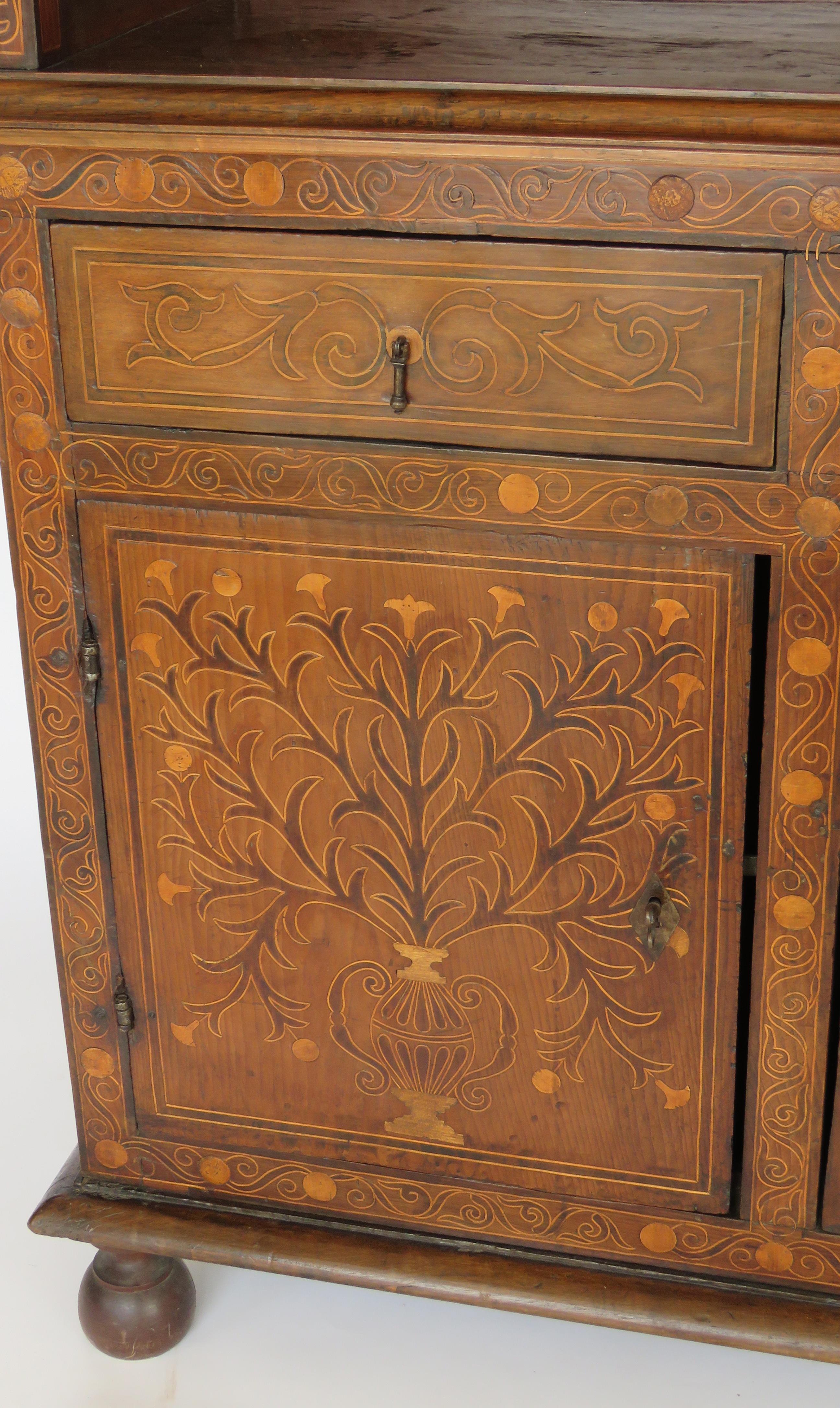 18th Century Baroque Spindle Inlaid Walnut Cabinet For Sale 9