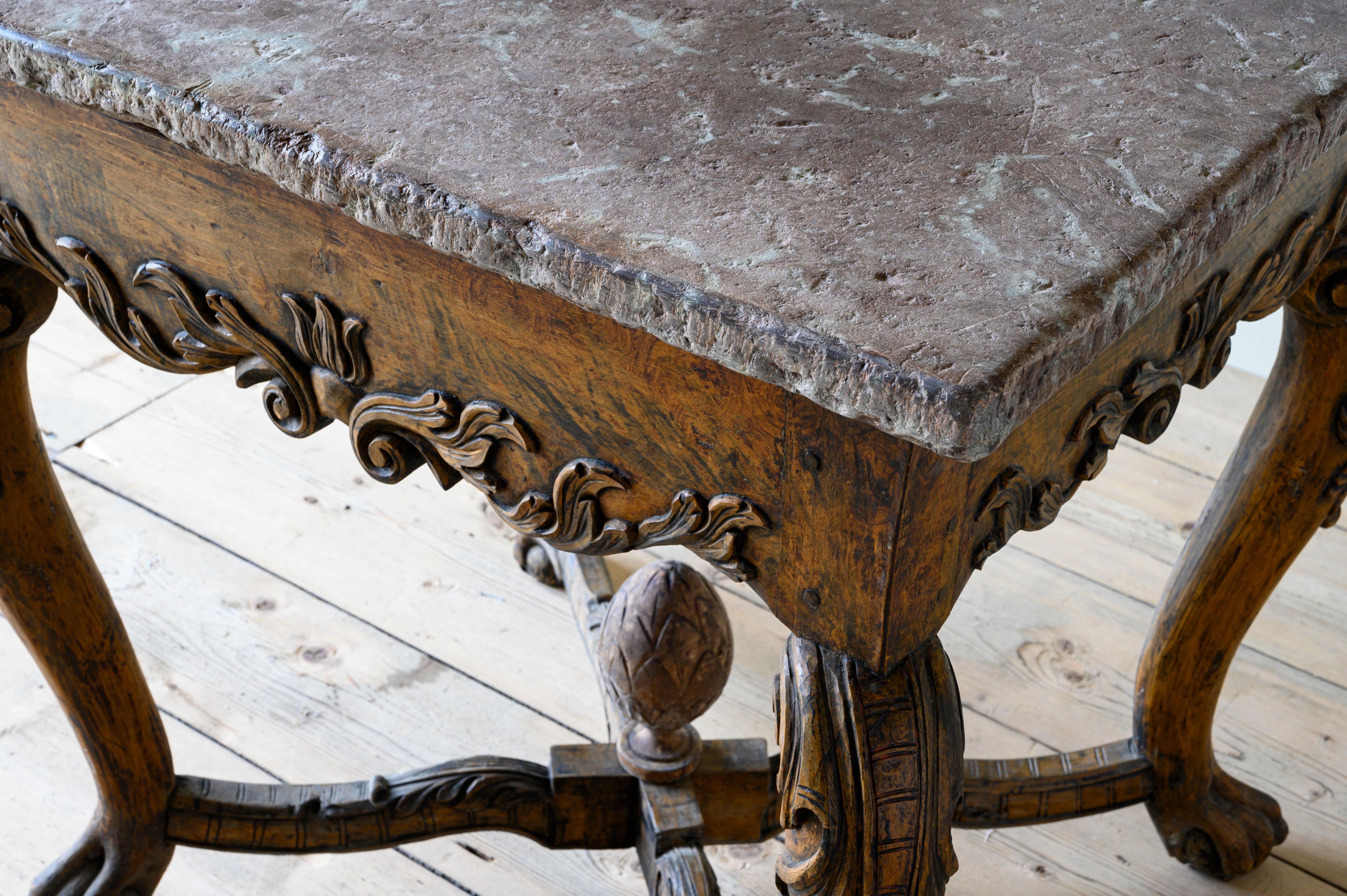 Scandinavian 18th Century Baroque Stone Top Table