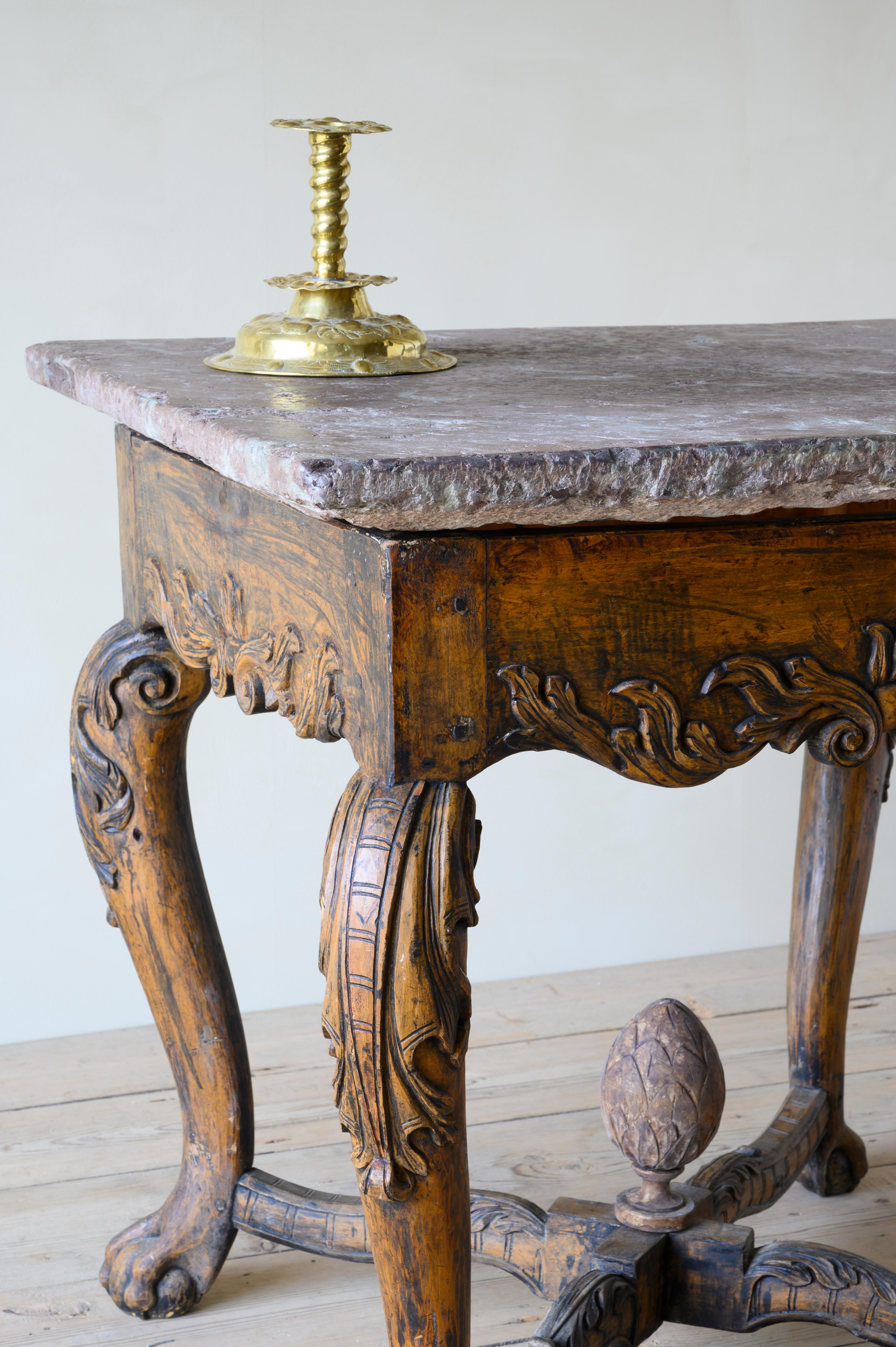 18th Century Baroque Stone Top Table In Good Condition In Mjöhult, SE