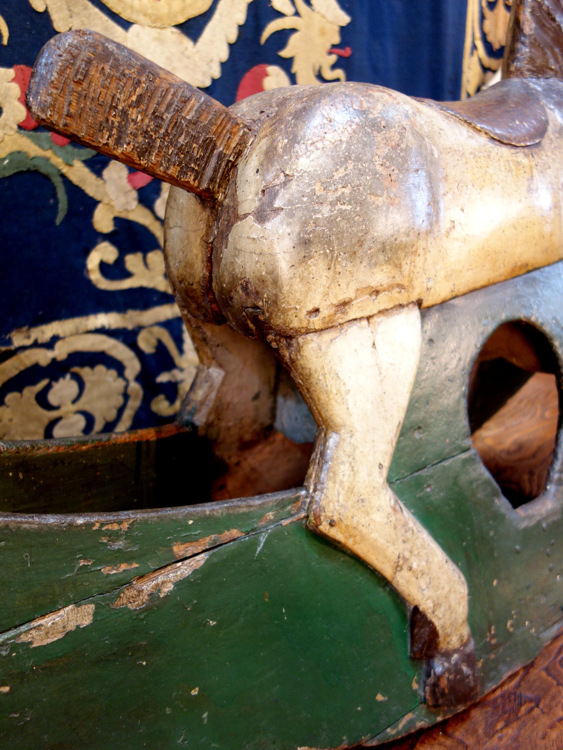 18th Century Baroque Style Painted Wood Rocking Horse, circa 1760 In Good Condition In Encinitas, CA