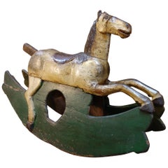 18th Century Baroque Style Painted Wood Rocking Horse, circa 1760