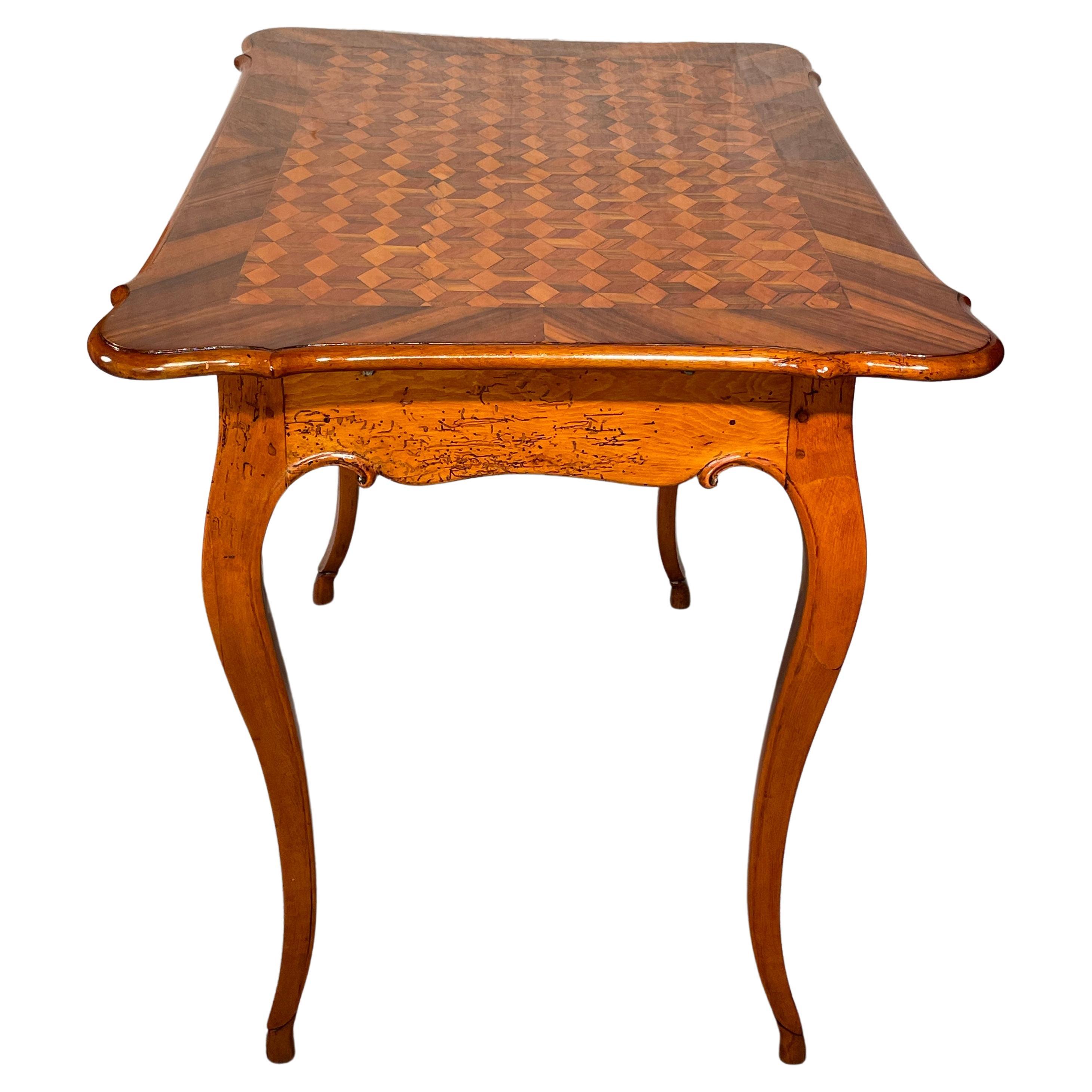 Marquetry 18th century Baroque Table, Germany 1750 For Sale