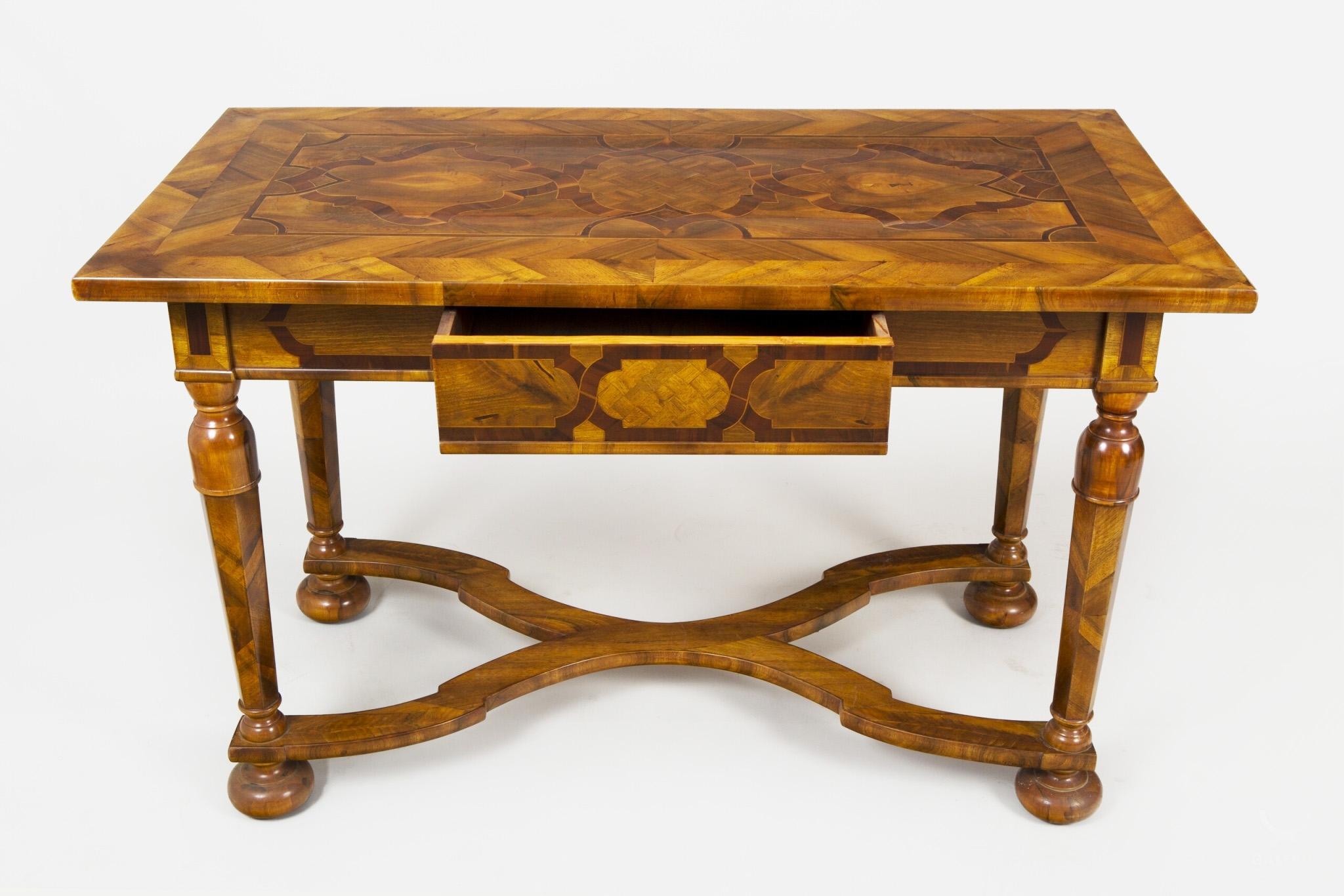 Wood 18th Century Baroque Table, Made in Czechia, Fully Restored For Sale