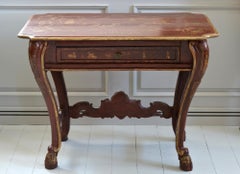 18th Century Baroque Venetian Center Table Red Lacquered Painted