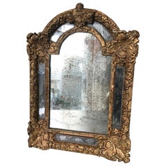 Antique 18th Century Baroque Wall Mirror With Cherubs