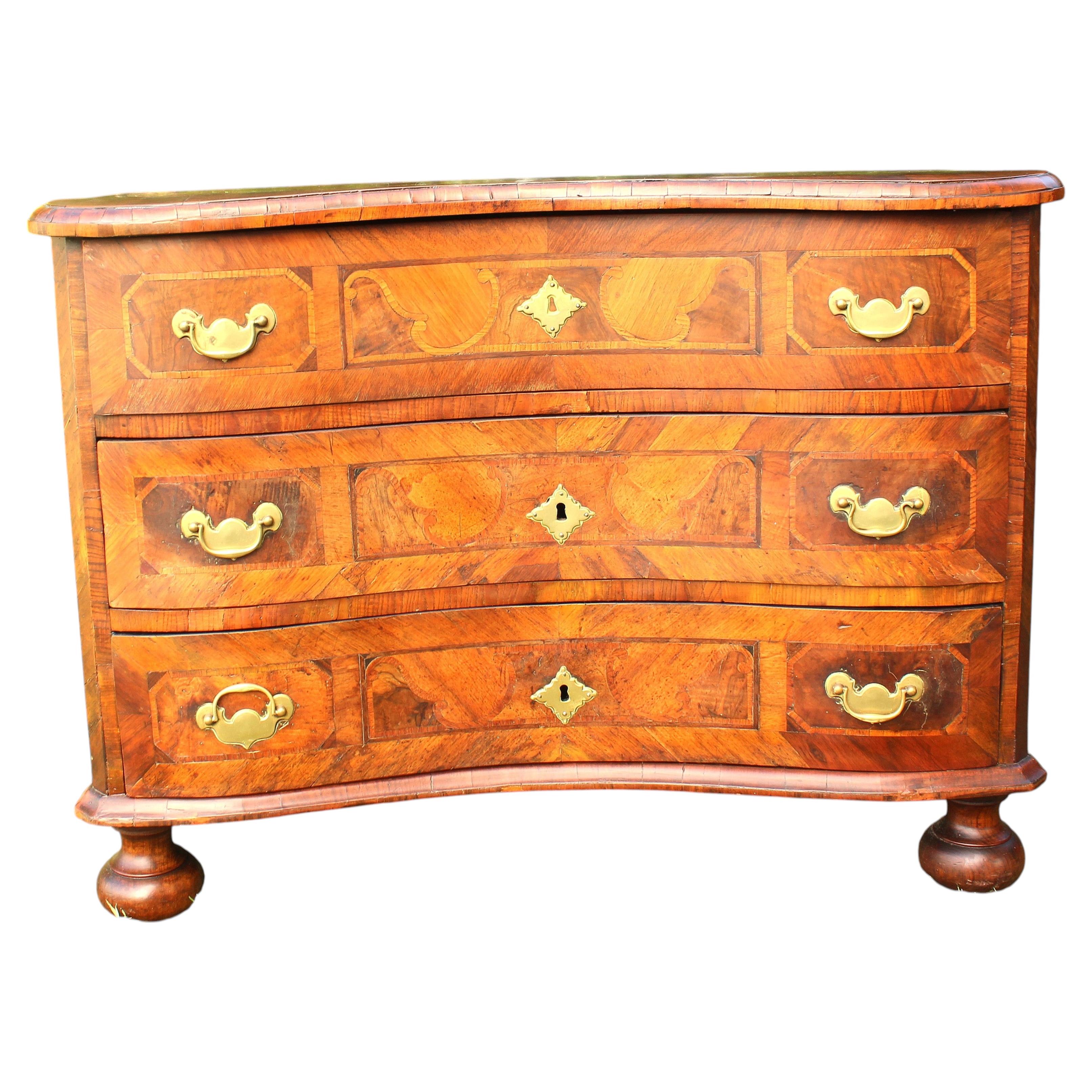 Austrian Baroque Chest of Drawers, Walnut & Fruitwood, Circa 1760