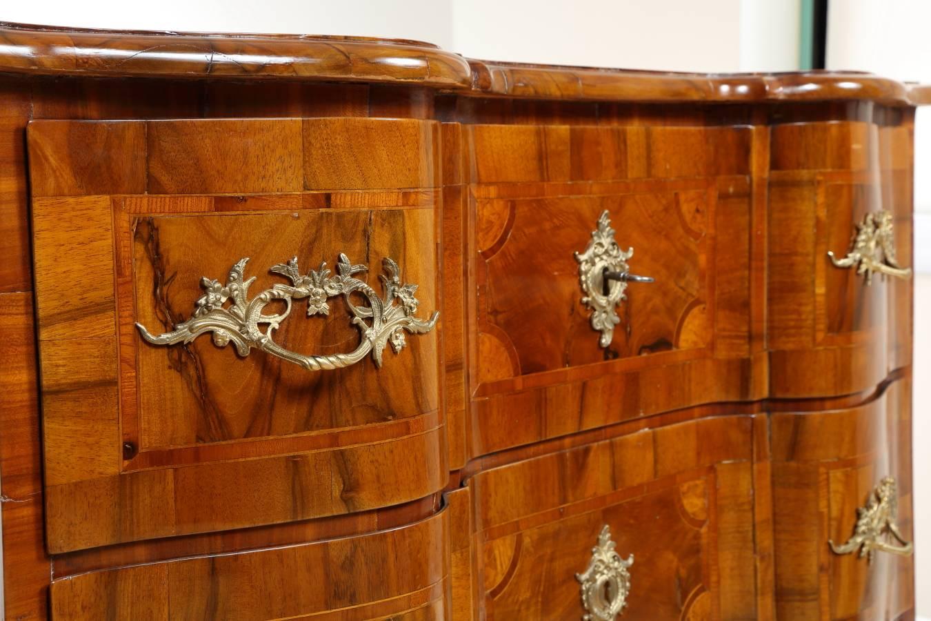 German 18th Century Baroque Walnut Commode For Sale