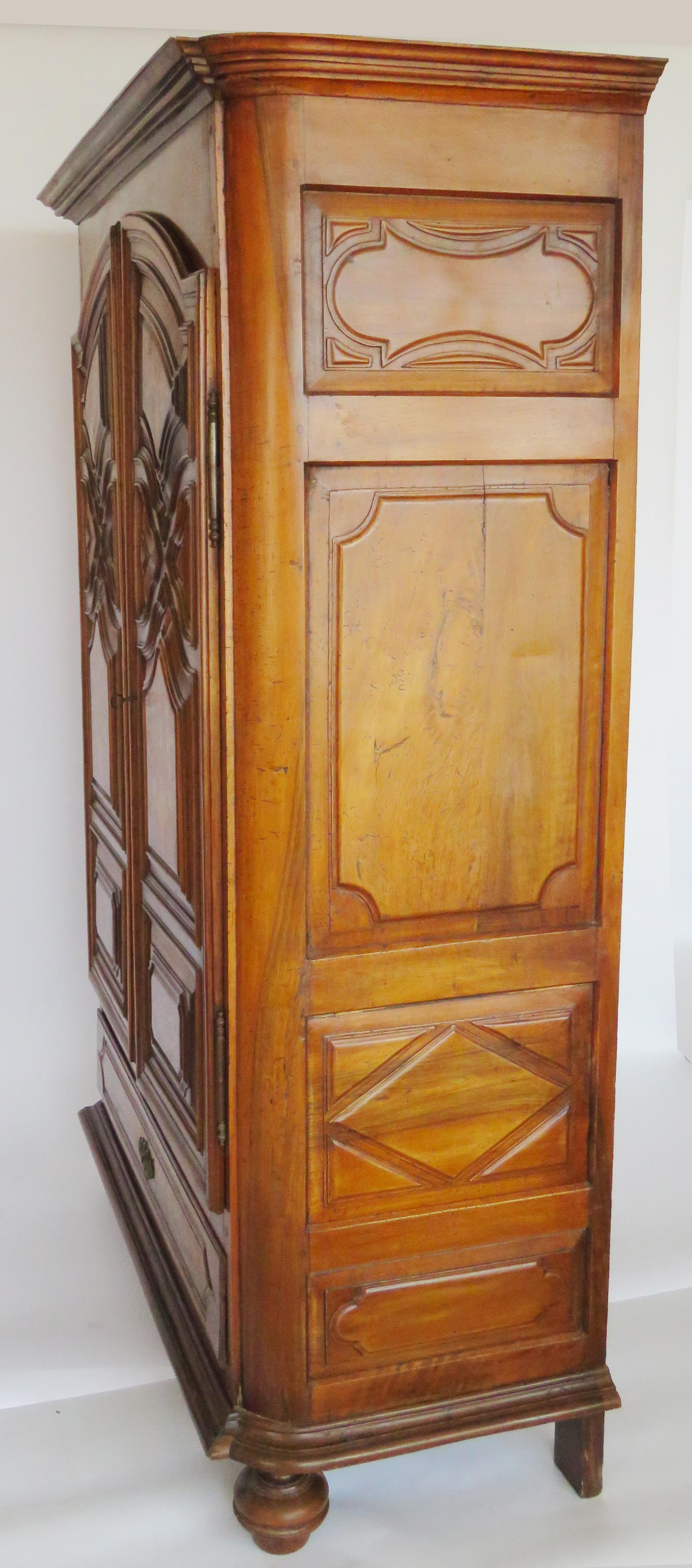 Inlay 18th Century Baroque Walnut Inlaid Armoire For Sale