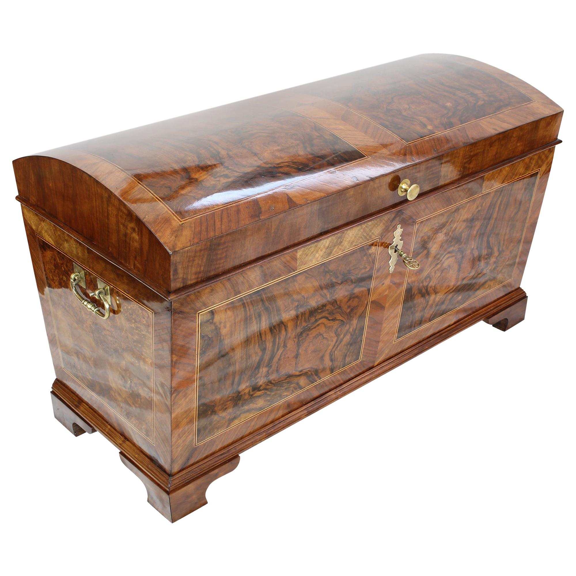 18th Century, Baroque Walnut Marquetry Blanket Chest For Sale