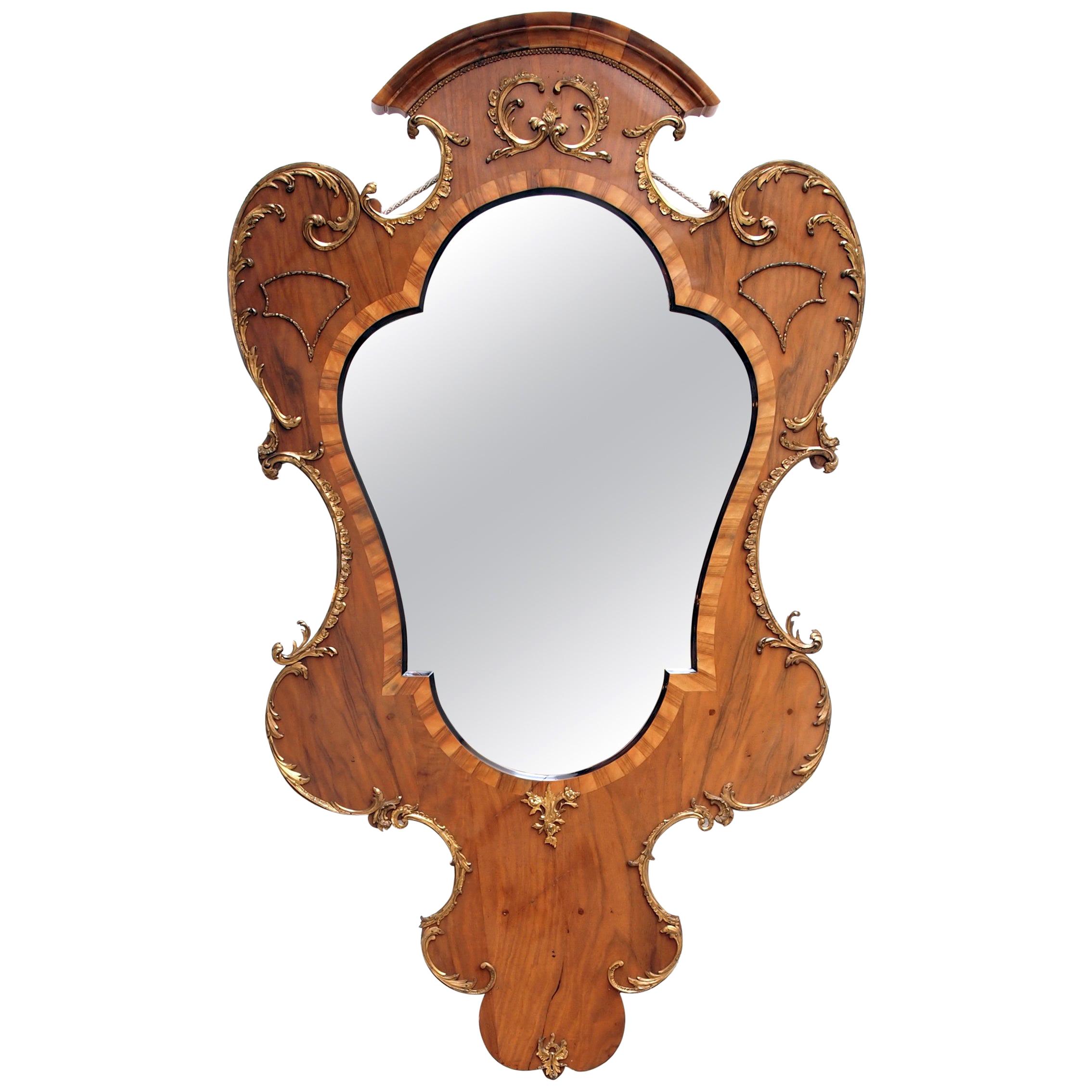 18th Century Baroque Walnut Mirror For Sale