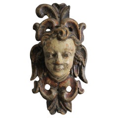 18th Century Baroque Wood Carved Angel Head