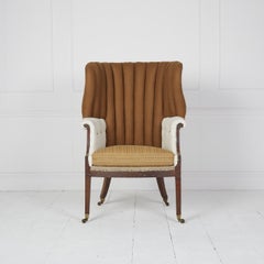 18th Century barrel back fluted English wing chair