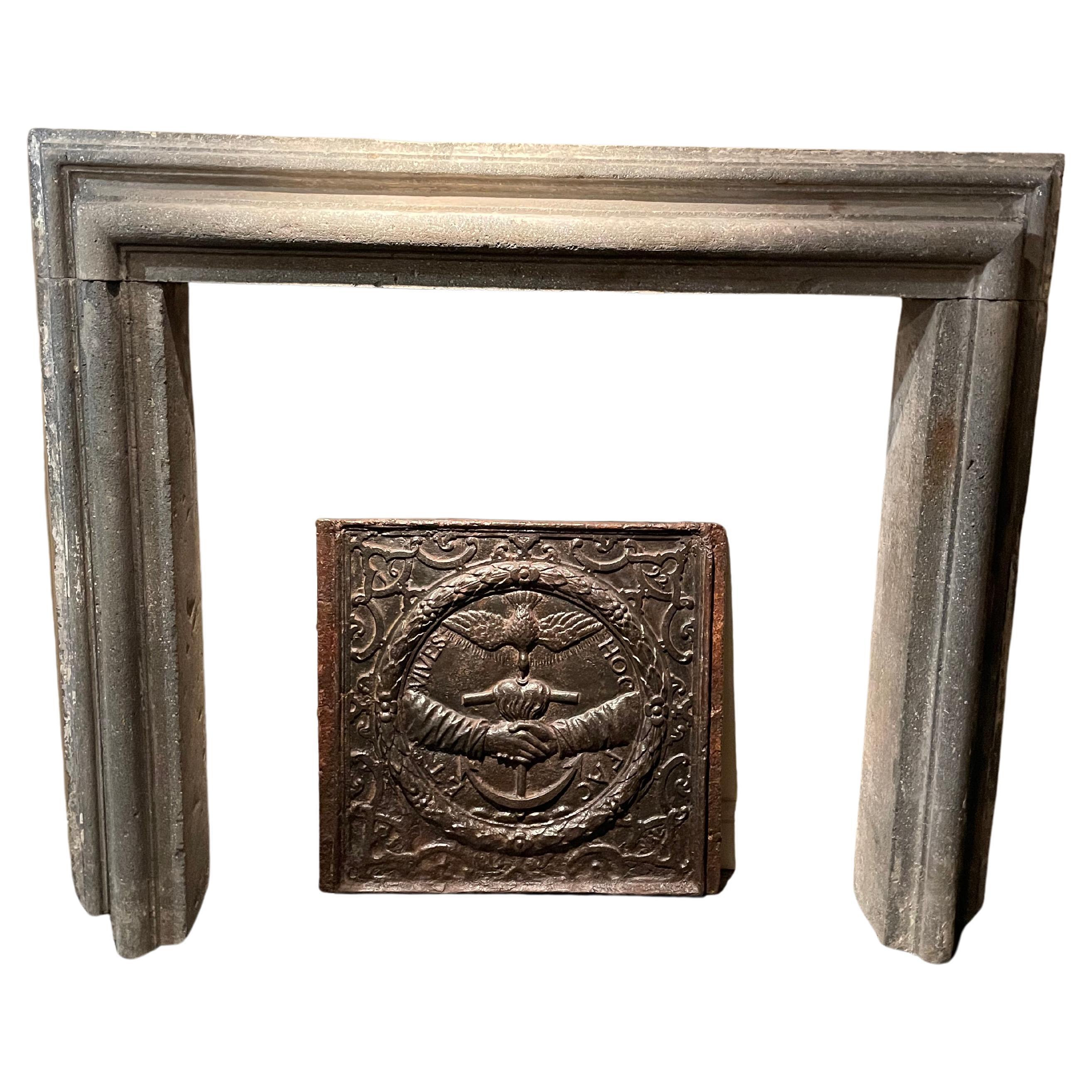 18th Century Basalt Italian "Frame" Fireplace Mantle