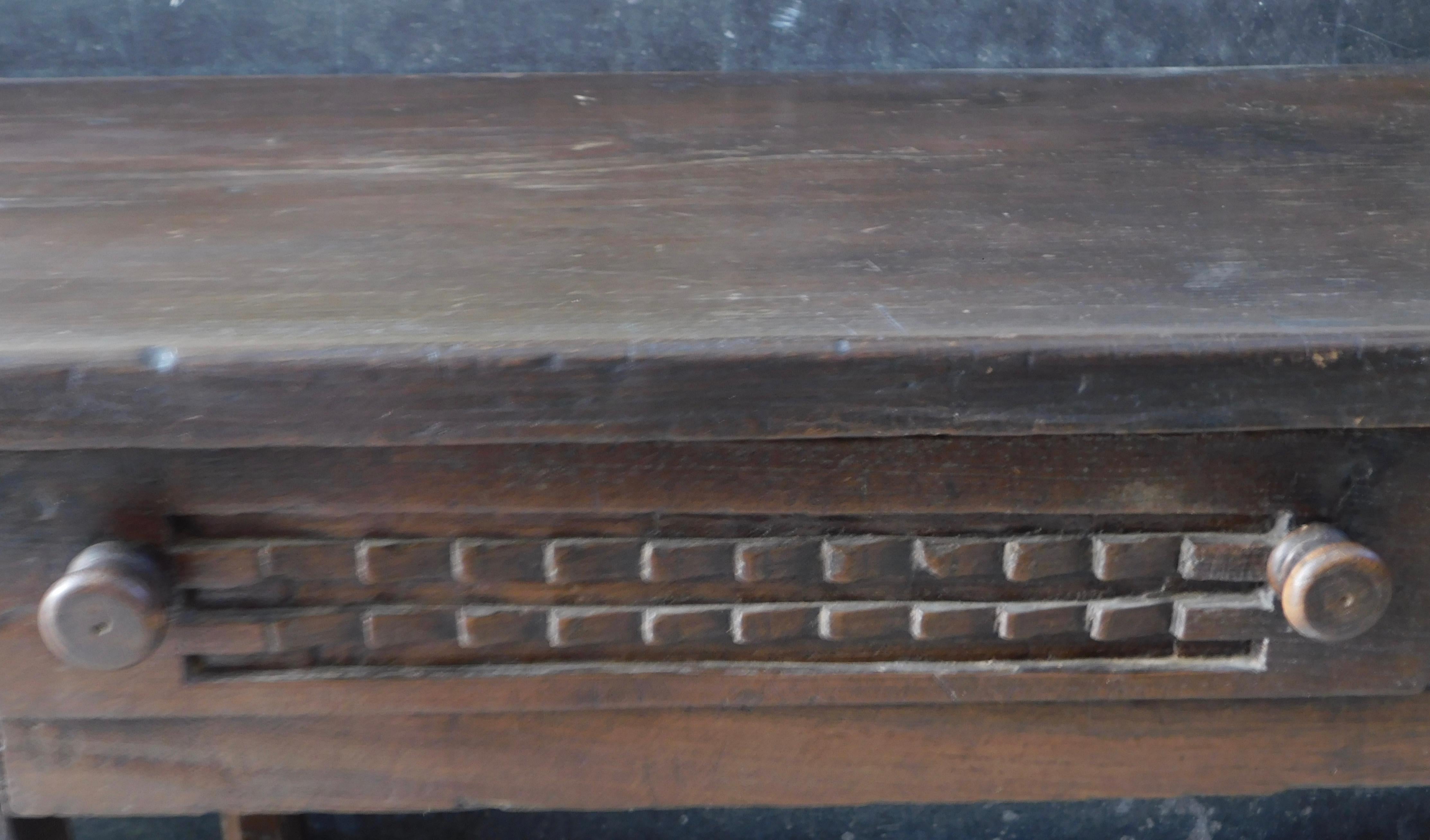 18th Century and Earlier 18th Century Basque Dark Oak Refectory Table with Two Drawers For Sale