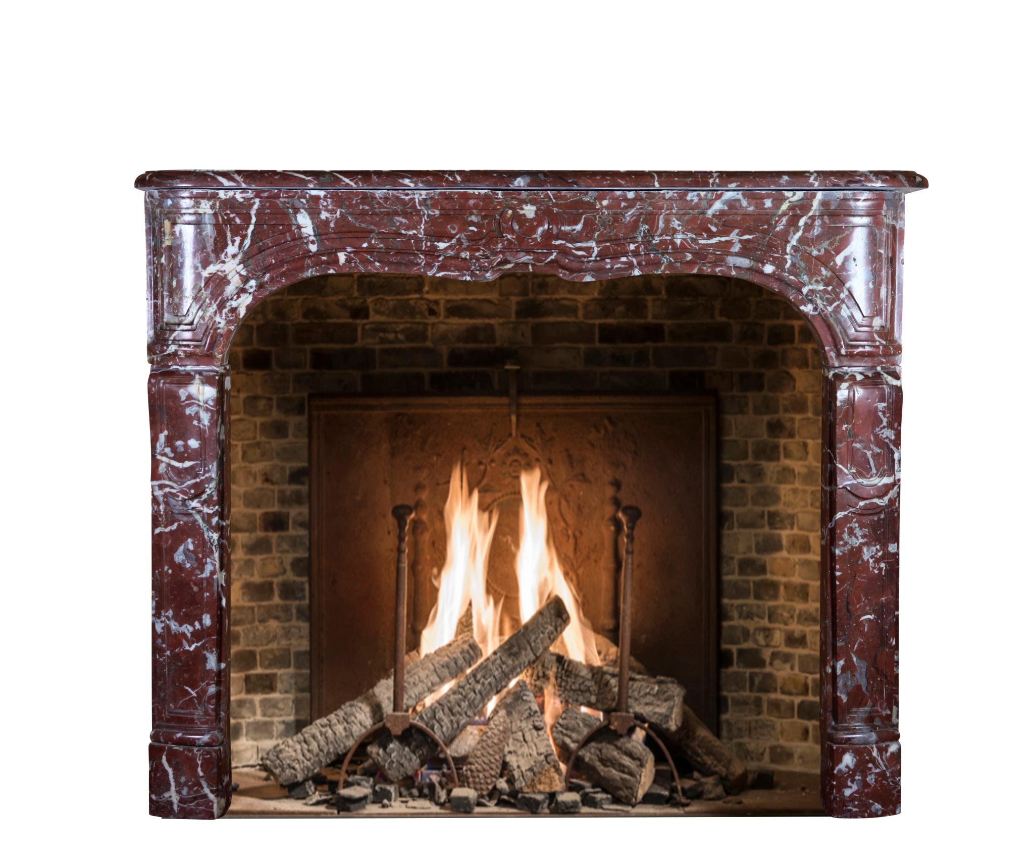 Hand-Carved 18th Century Belgian Brown Marble Fireplace From The City Of Ghent