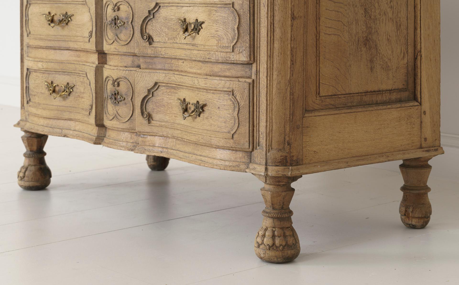 18th Century and Earlier 18th Century Belgian Louis XVI Period Arbalette Shaped Bleached Oak Commode