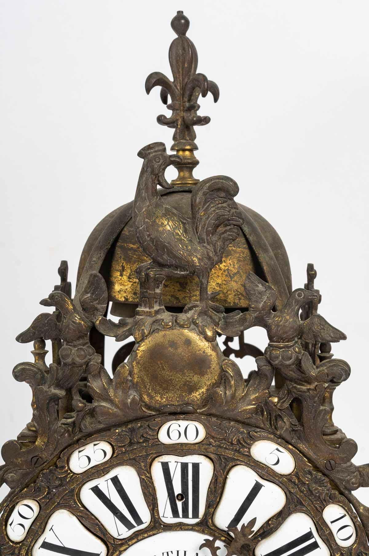French 18th Century Bell Clock, Mechanism Signed by Huy Angers.